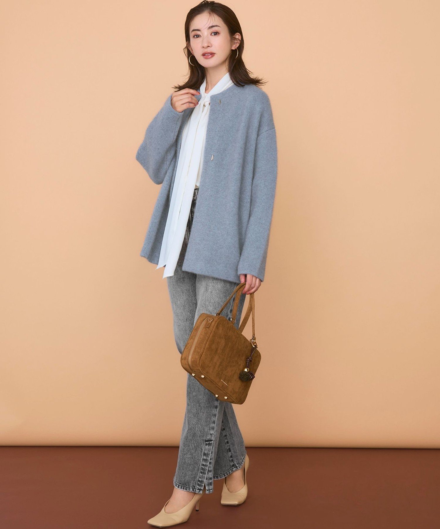 23区｜【見上愛さん着用】ラクーンブレンドダブルフェイス ニット