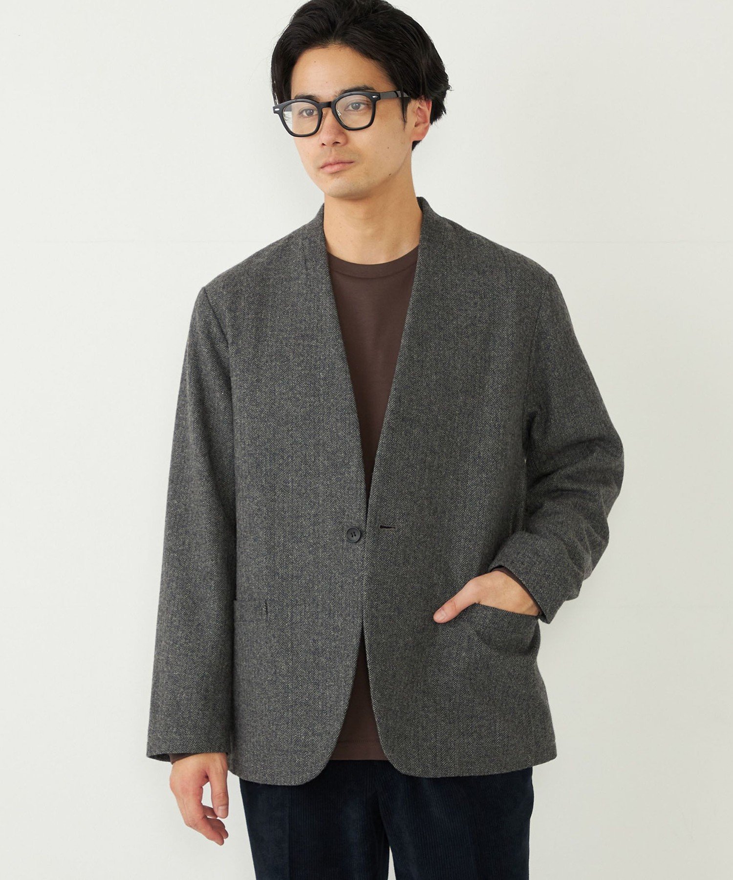 SHIPS｜SHIPS Colors:ヘリンボーン ノーカラー ジャケット