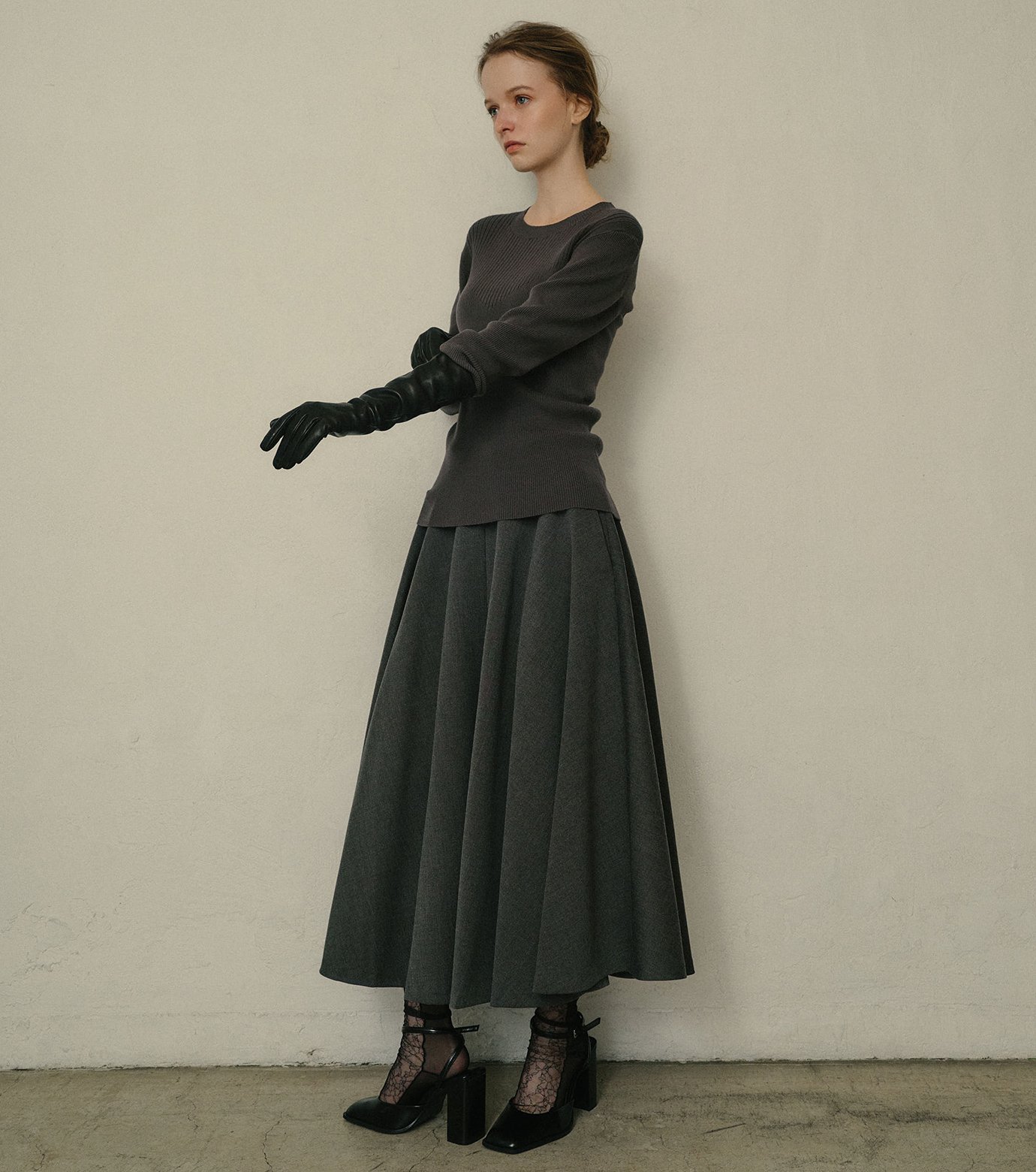 LE CIEL BLEU｜トゥーテクスチャーリブドニットトップ / Two-Texture