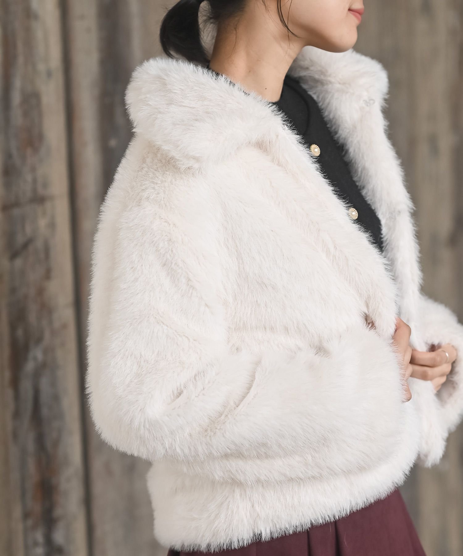 rps｜襟付きフェイクファーショートジャケット | Rakuten Fashion(楽天