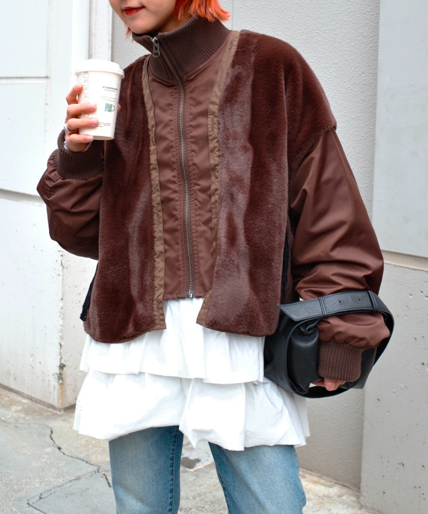 CIAOPANIC TYPY｜【etsinta】ファー切替ショートスタンドジャケット