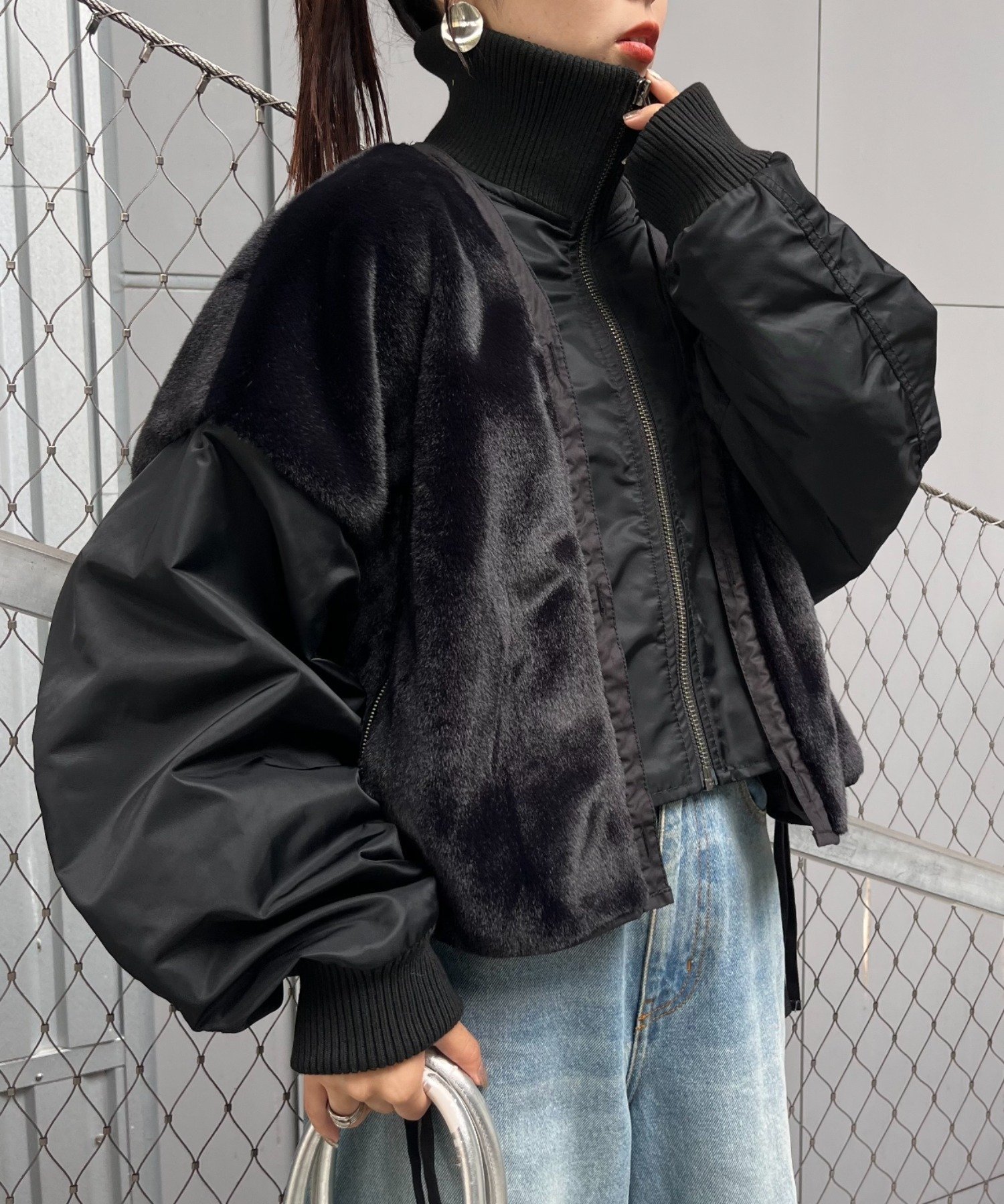 CIAOPANIC TYPY｜【etsinta】ファー切替ショートスタンドジャケット