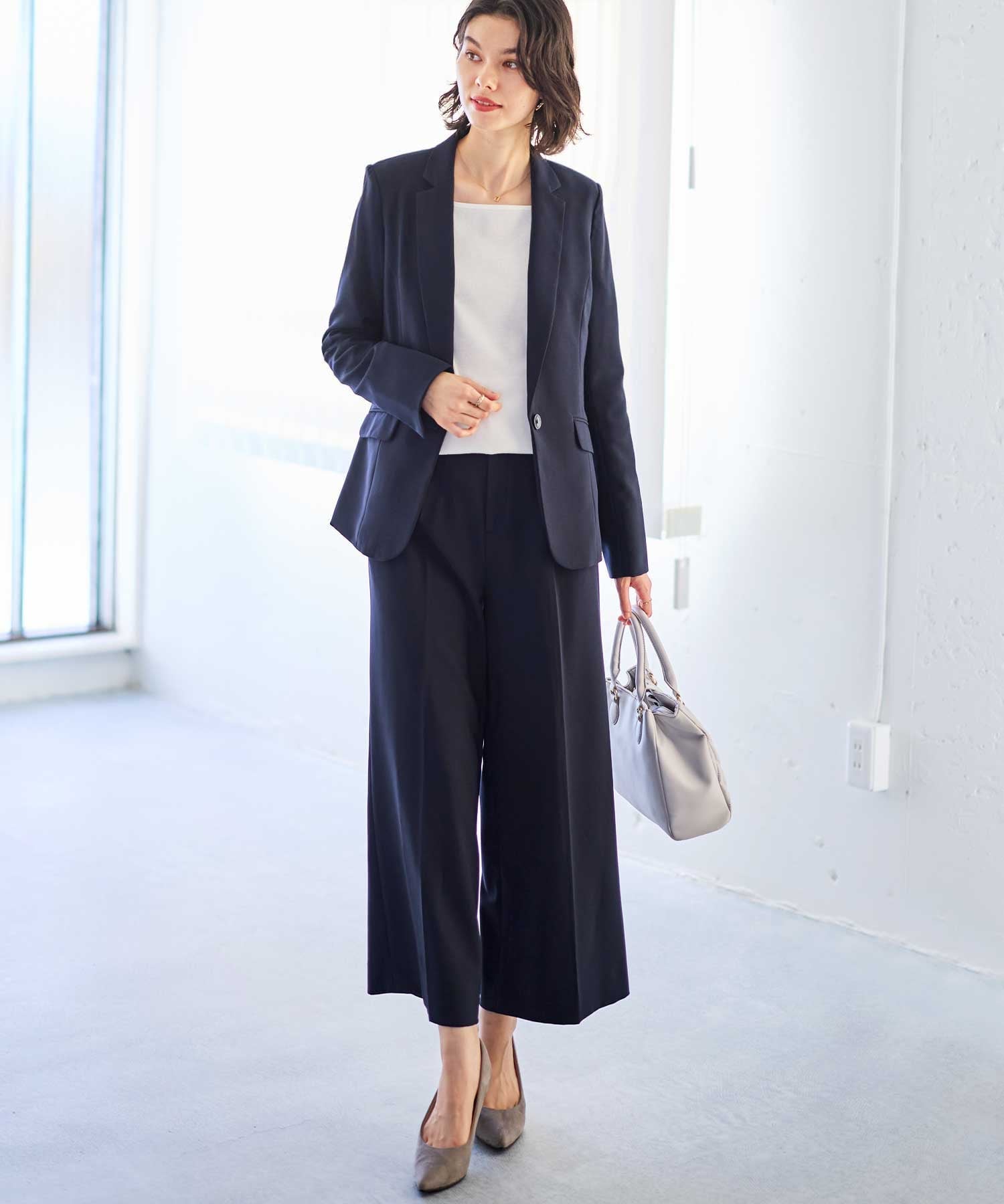 GeeRA｜【2点セット】洗えて型くずれしないワイドパンツセットスーツ