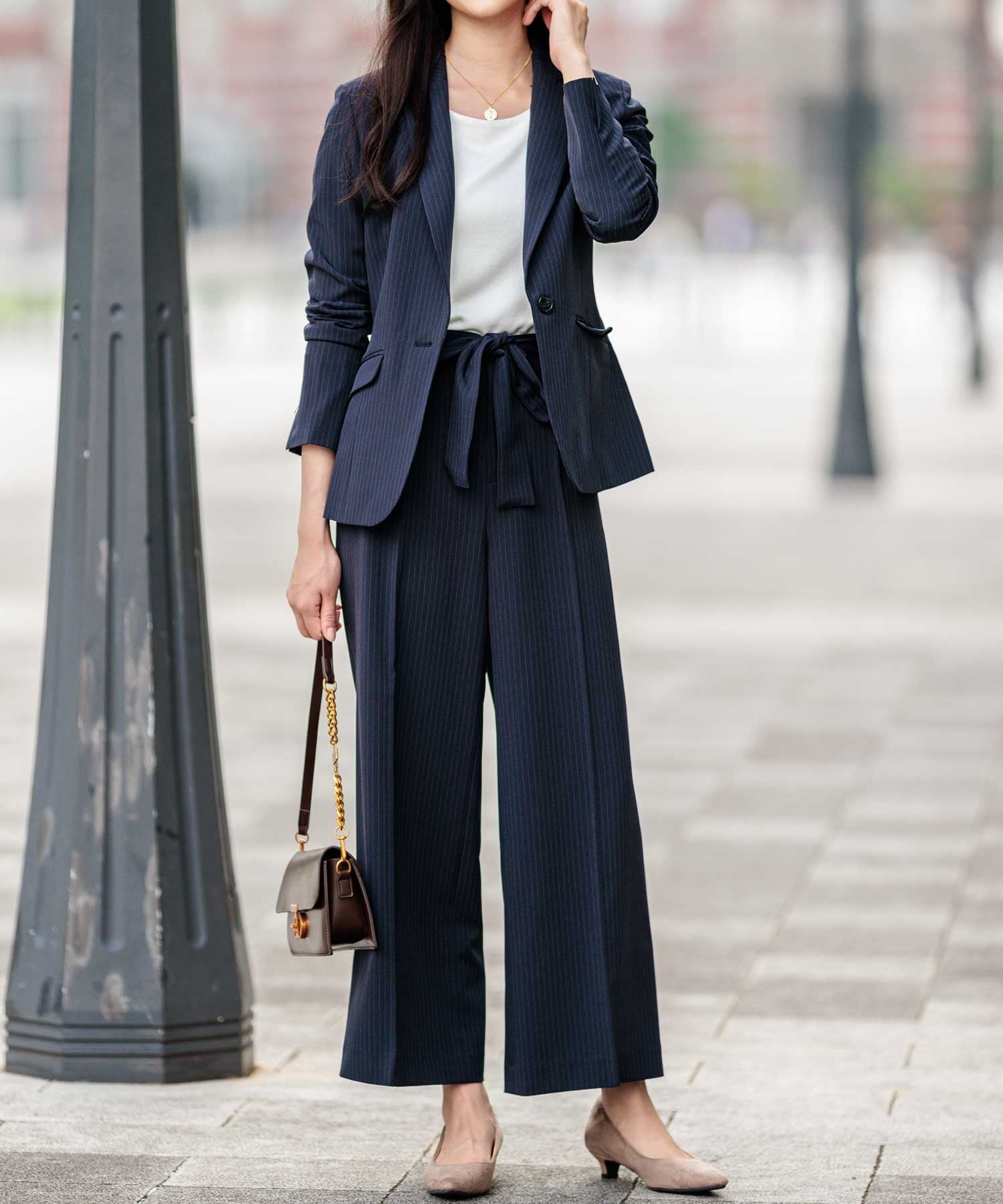 GeeRA｜【2点セット】洗えて型くずれしないワイドパンツセットスーツ