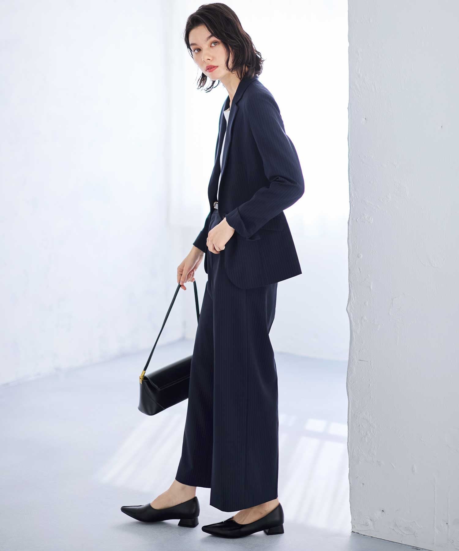 GeeRA｜【2点セット】洗えて型くずれしないワイドパンツセットスーツ