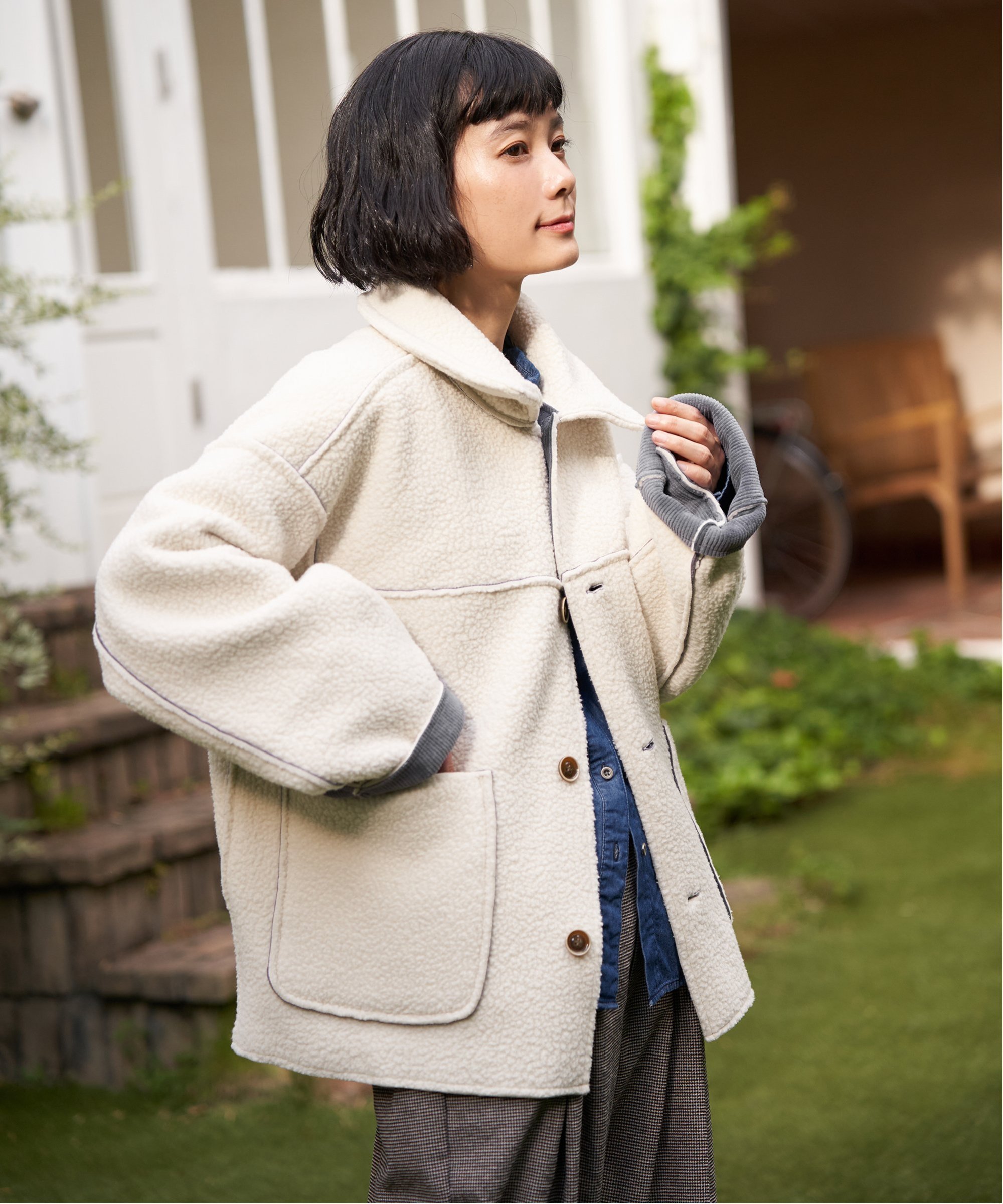 LBC｜ボアコーデュロイリバーシブル襟付きジャケット | Rakuten