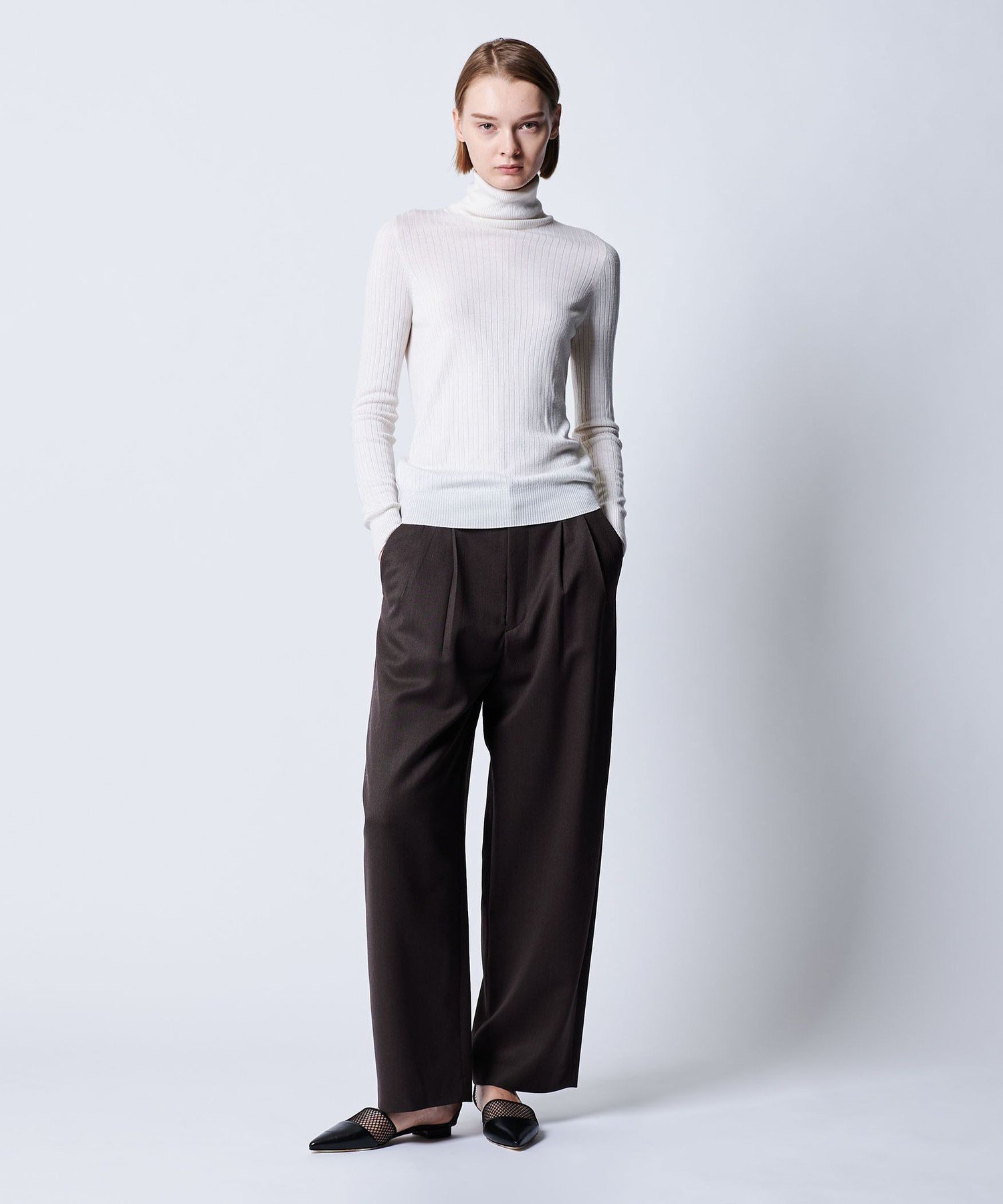 Drawer｜18G カシミヤシルクリブタートルニット | Rakuten Fashion