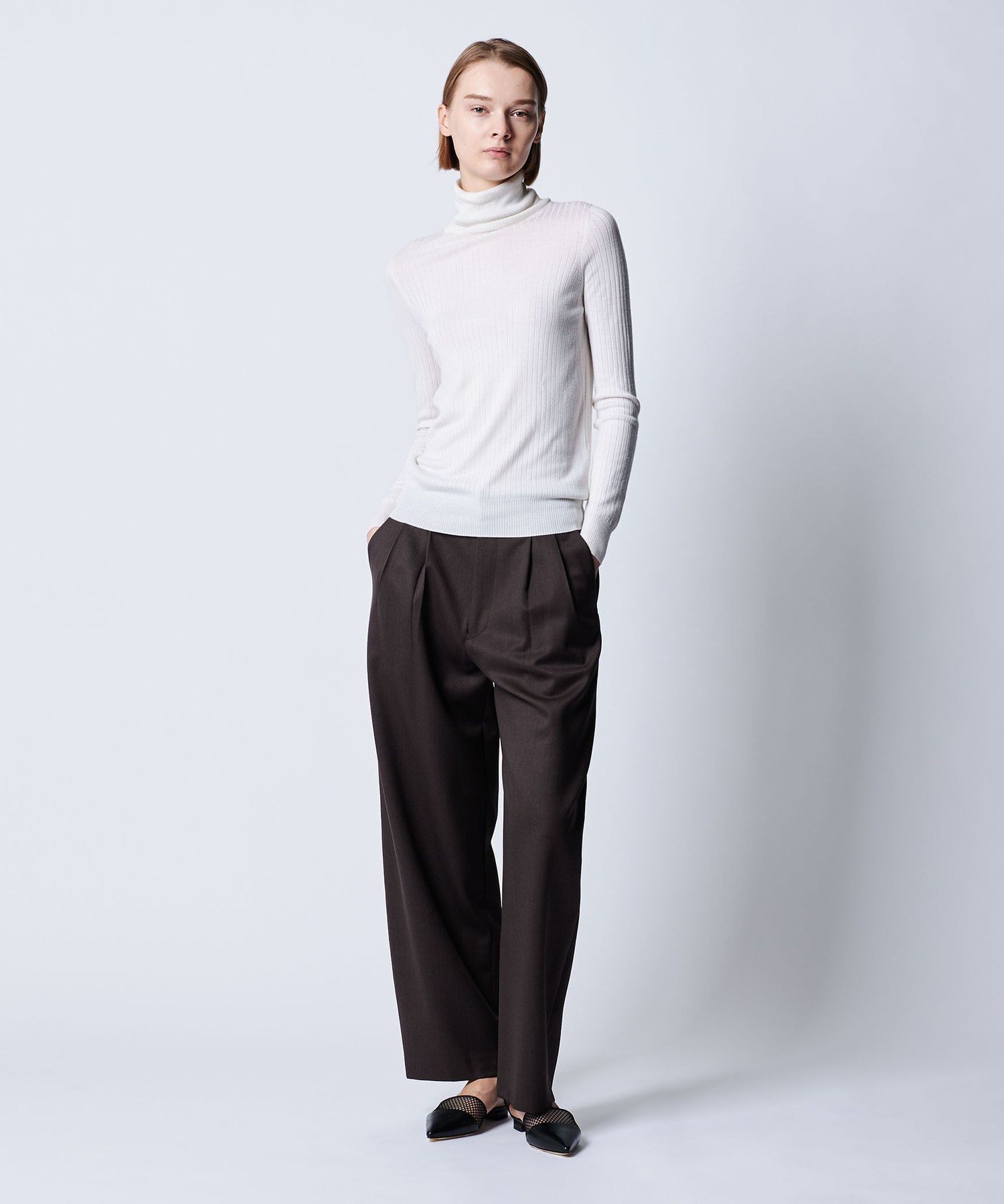 Drawer｜18G カシミヤシルクリブタートルニット | Rakuten Fashion