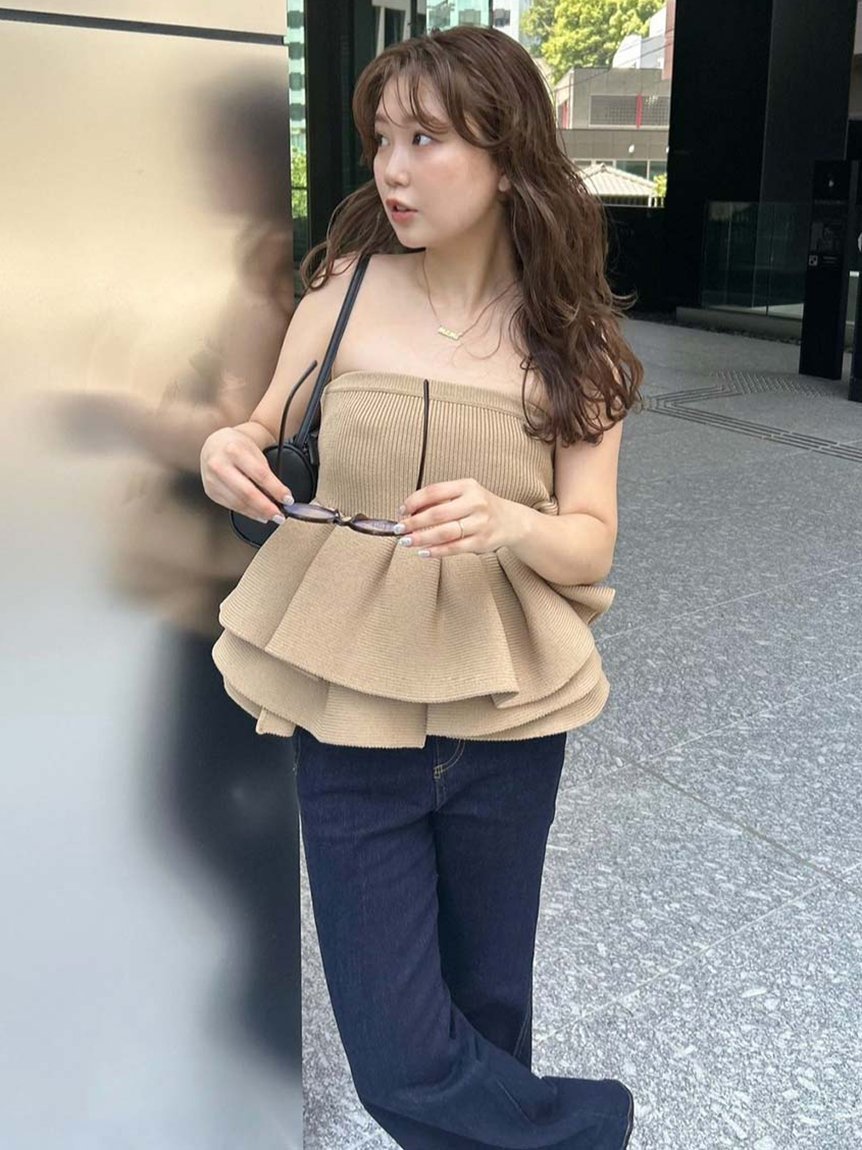 styling/｜ラッフルニットベアトップ | Rakuten Fashion(楽天