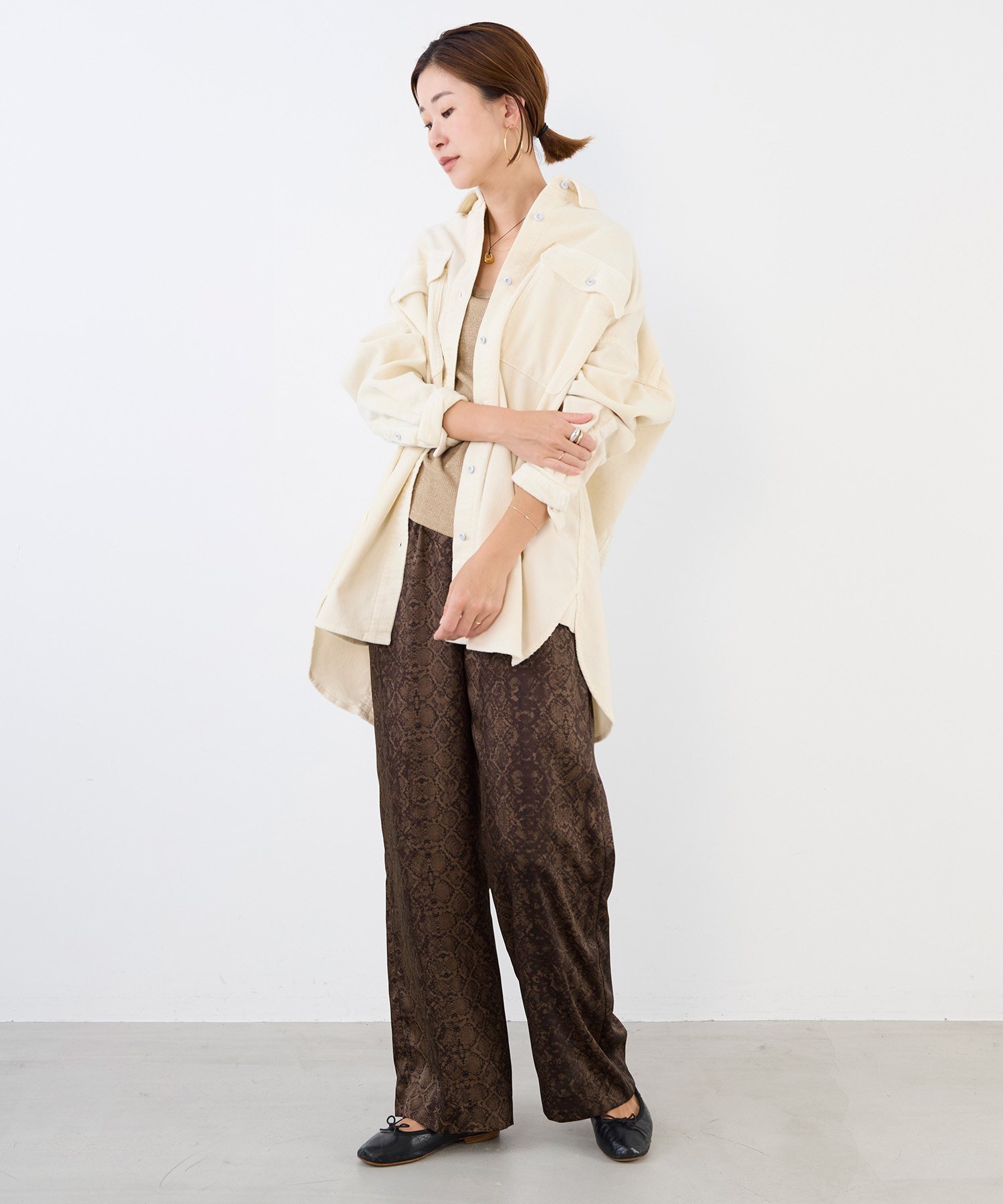 MICA＆DEAL｜【Healthy DENIM】コーデュロイビッグシャツ-Almond