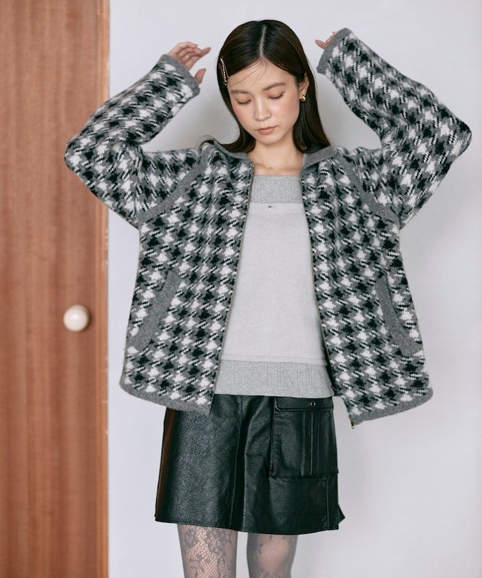 FREAK'S STORE｜ウール混 ガンクラブ チェック ニット ジップ ブルゾン