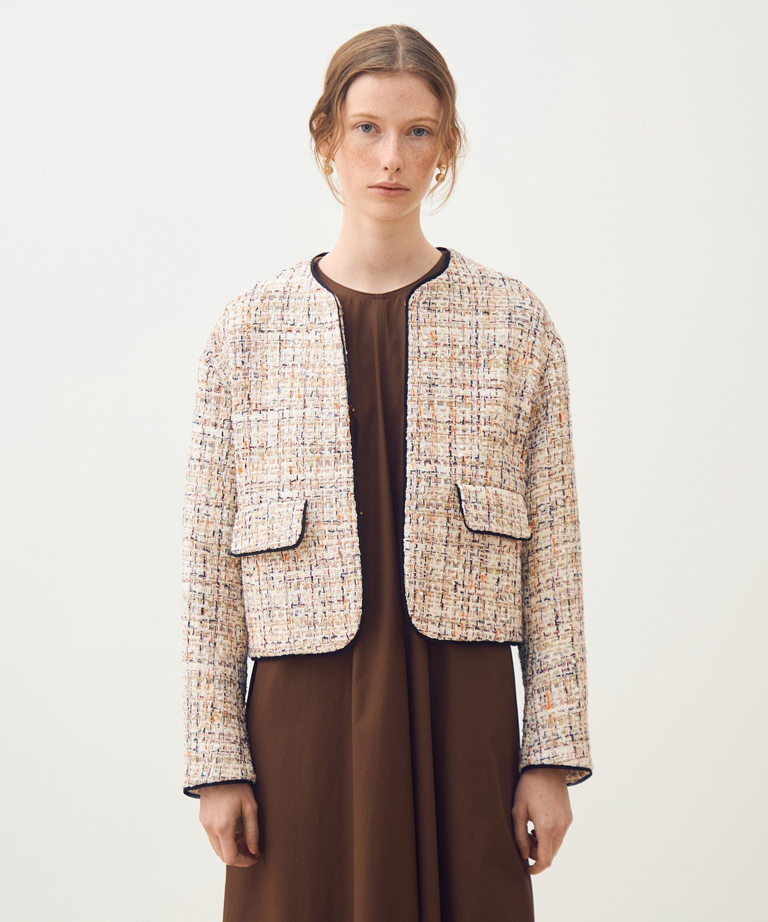 TOMORROWLAND｜ホロウファンシーツイード ノーカラートリミング