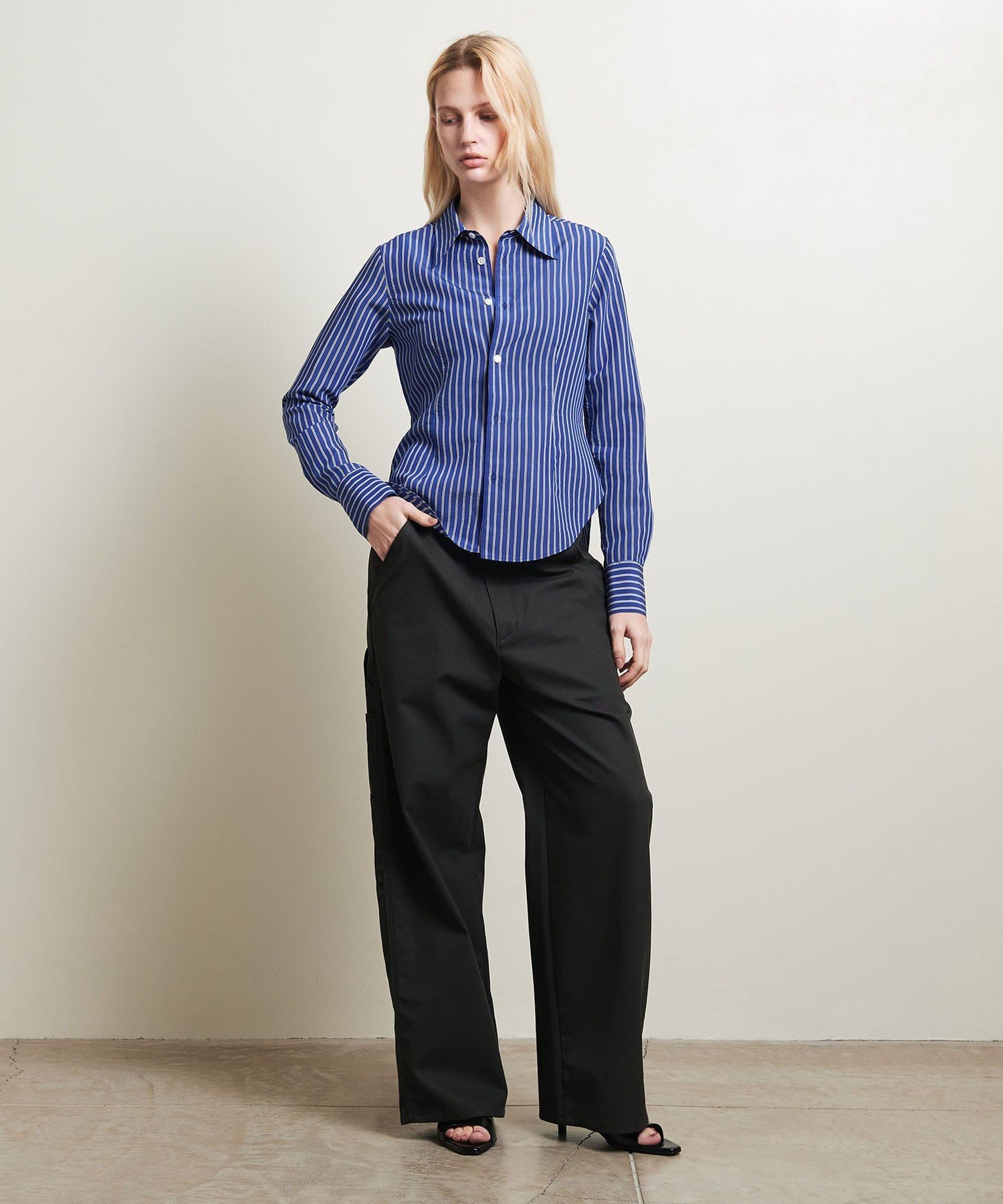 ＜ATTISESSION＞コットン ストライプ スリム シャツ ATTISESSION＞ストライプ スリム シャツ