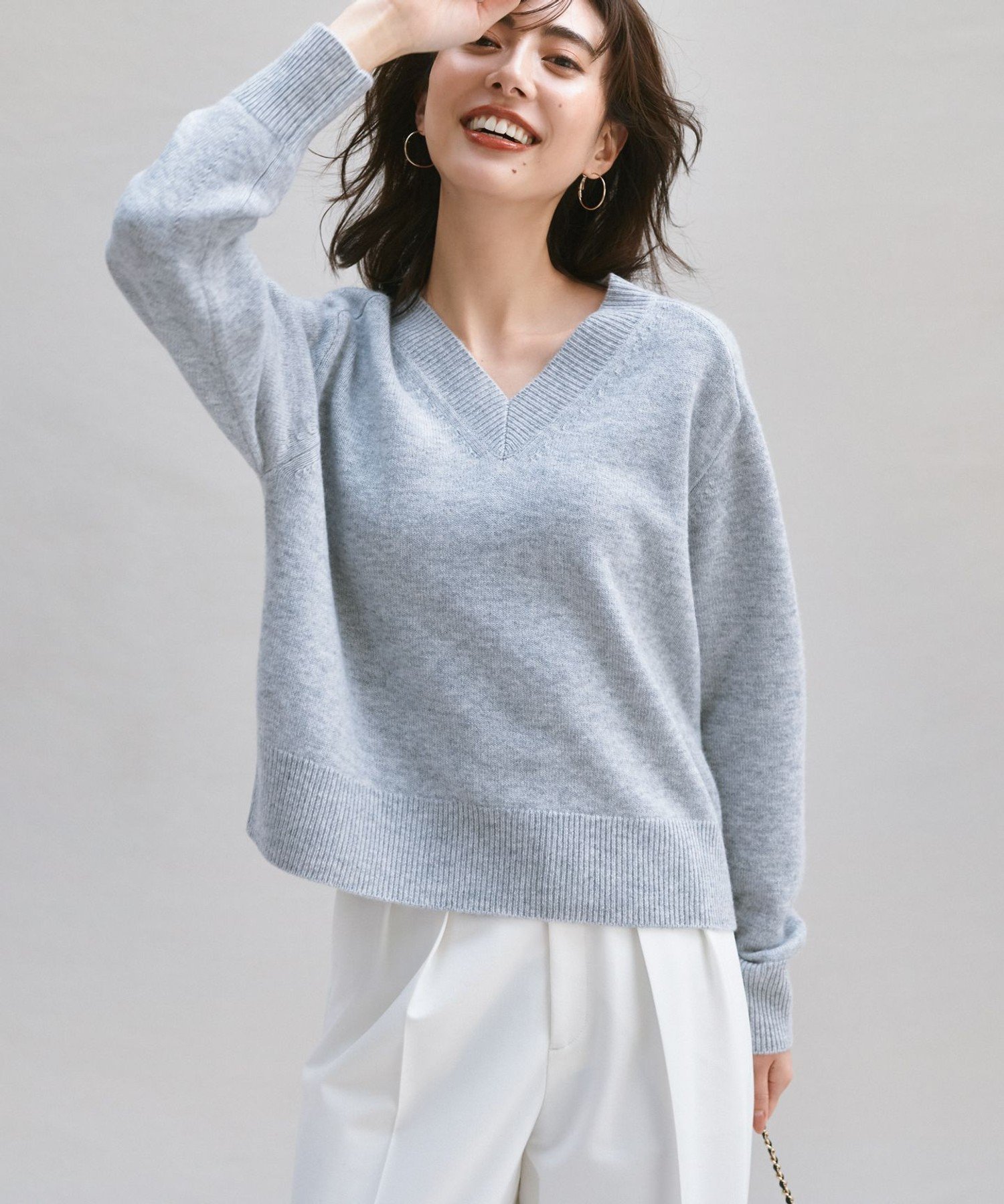 23区｜【Oggi2月号掲載/洗える】ウールカシミヤ Vネック ニット