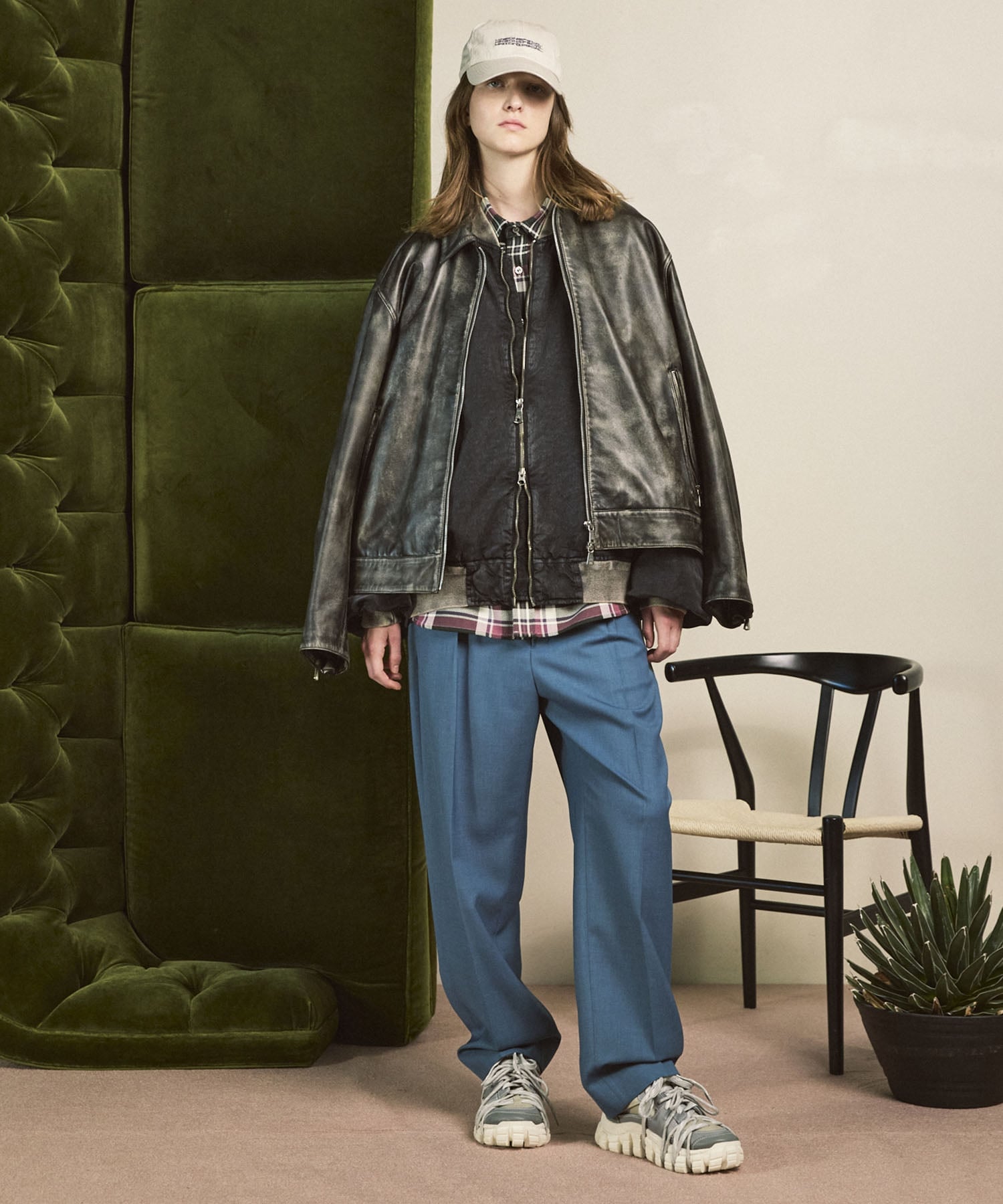 MAISON SPECIAL｜Sheep Leather Prime-Over Single Rider Collared