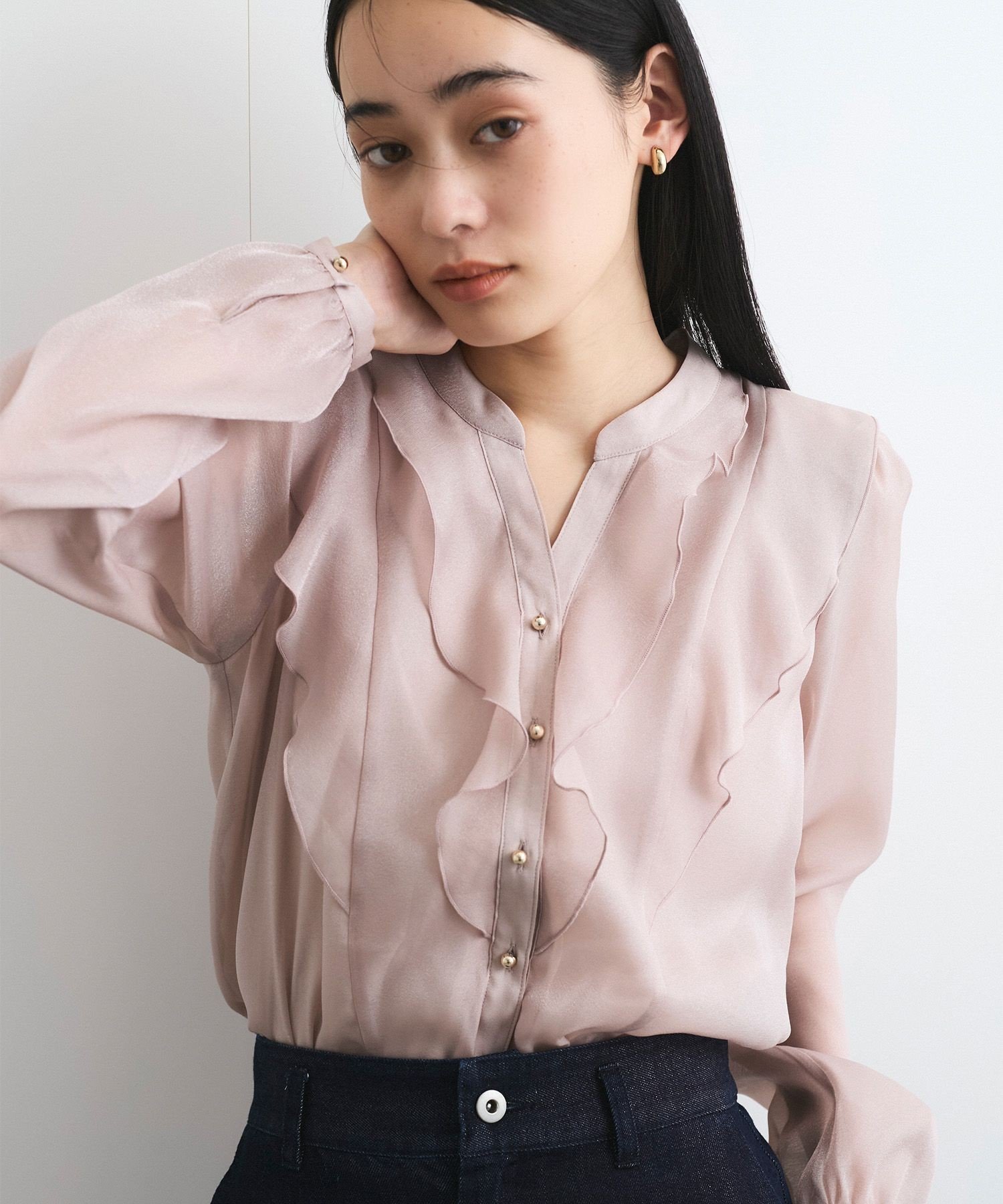 VIS｜シアーラッフルブラウス/イージーケア | Rakuten Fashion(楽天