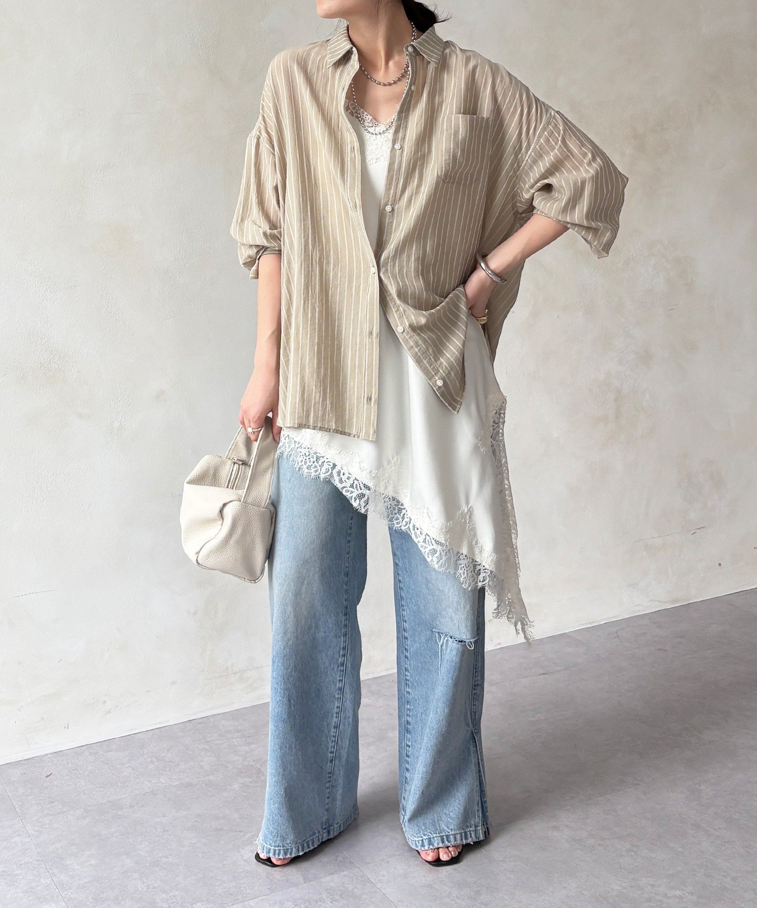 DOUDOU｜【完売カラー再追加!】アシメレースキャミ | Rakuten Fashion