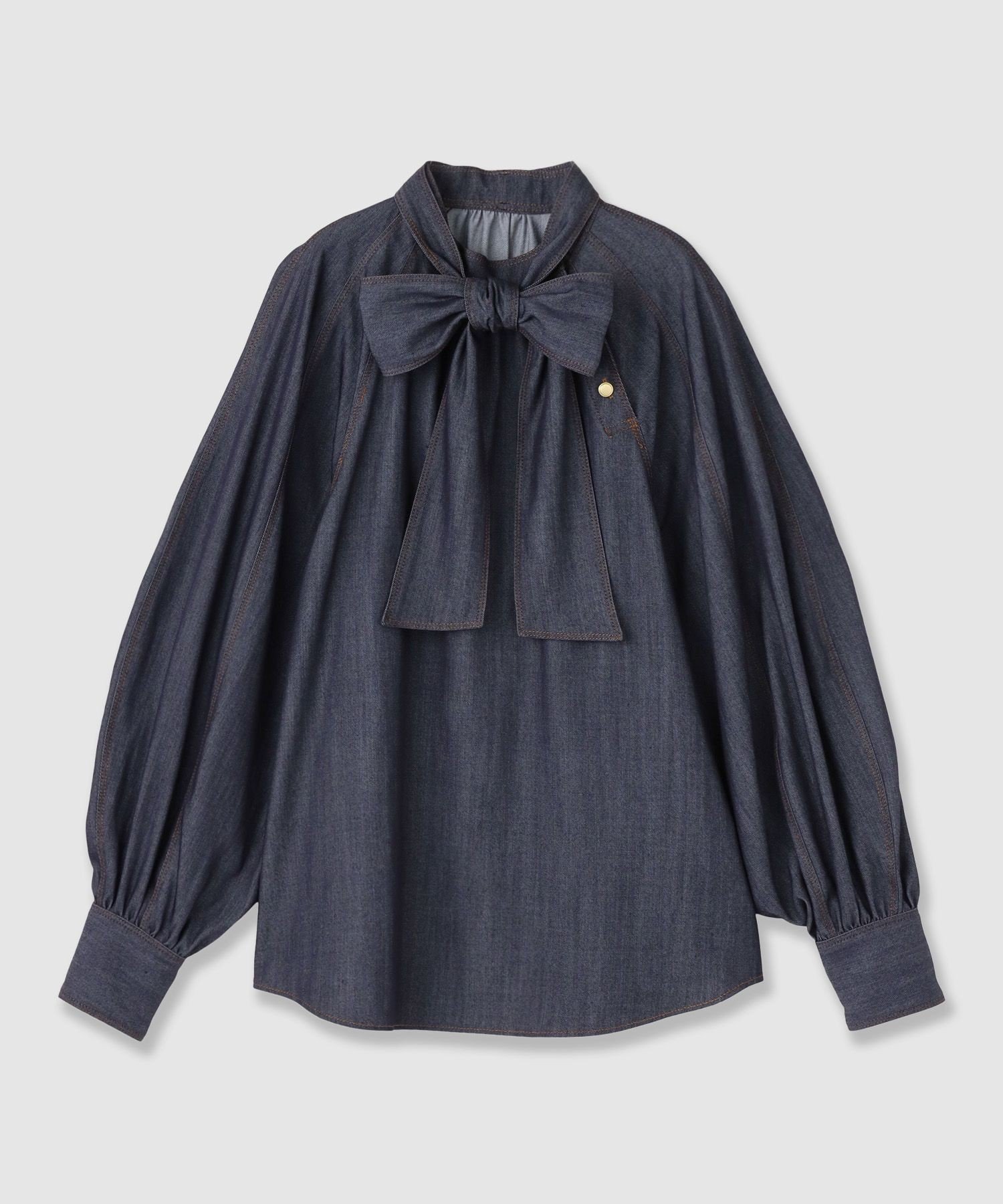 ANAYI｜【セットアップ対応商品】ライトデニムライクボウブラウス