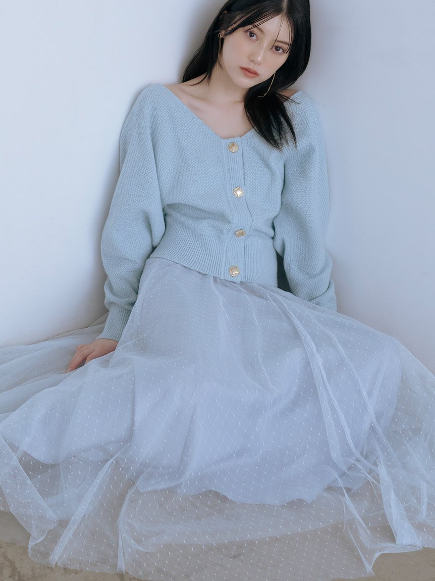SNIDEL｜チュールスカートセットカーディガン | Rakuten Fashion(楽天