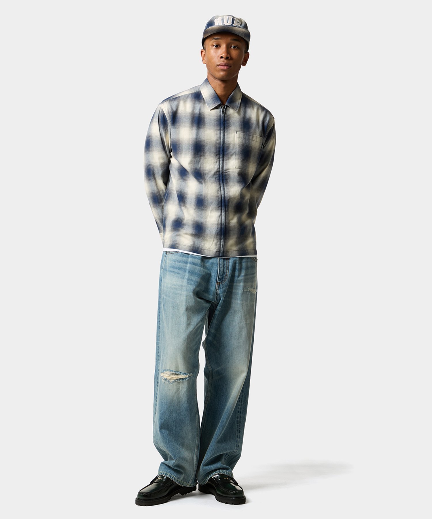 HUF｜OMBRE ZIP LS SHIRT / HUF ハフ ジップシャツ | Rakuten Fashion