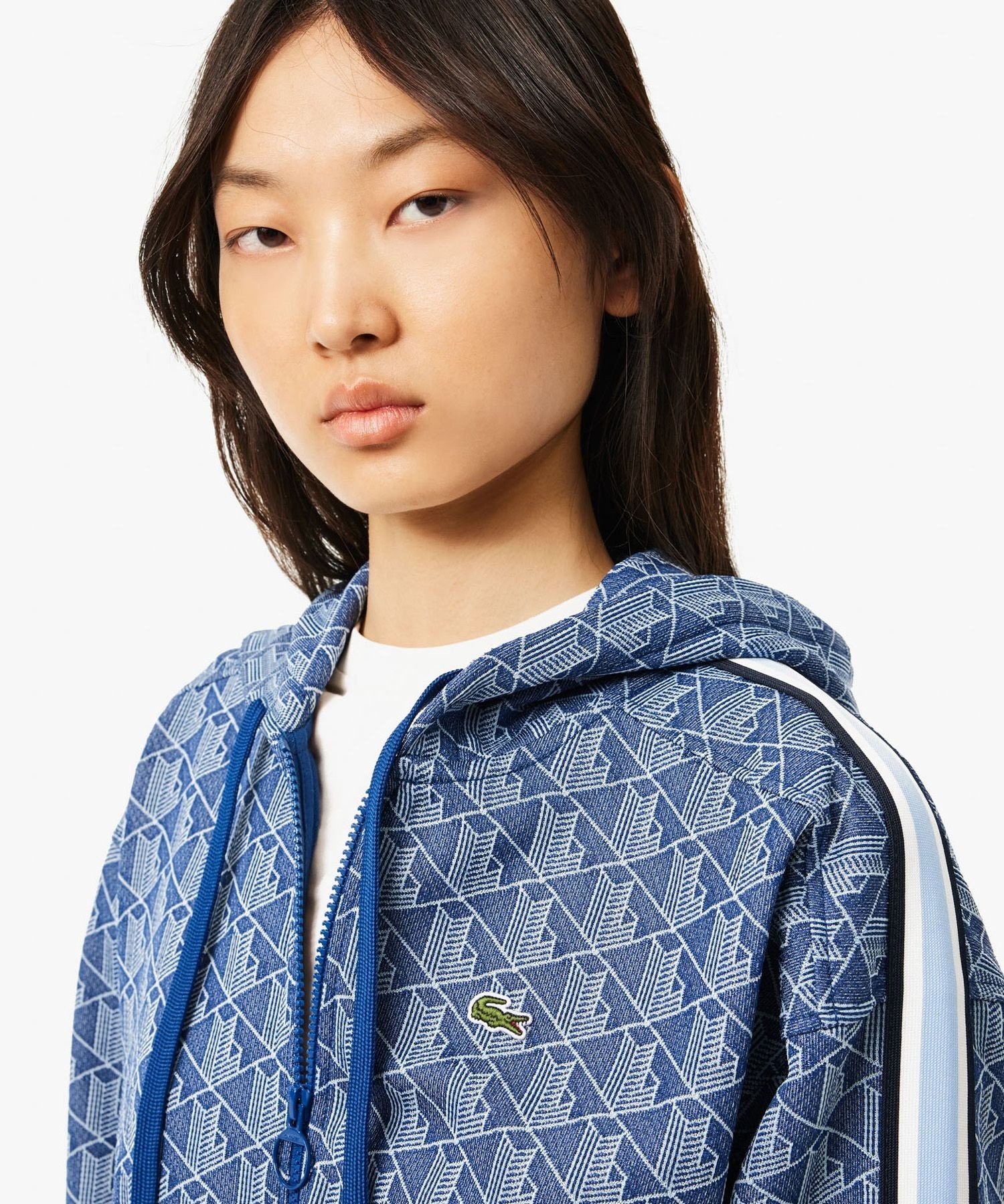 LACOSTE｜モノグラムジャカードジップアップフーディー / トラック