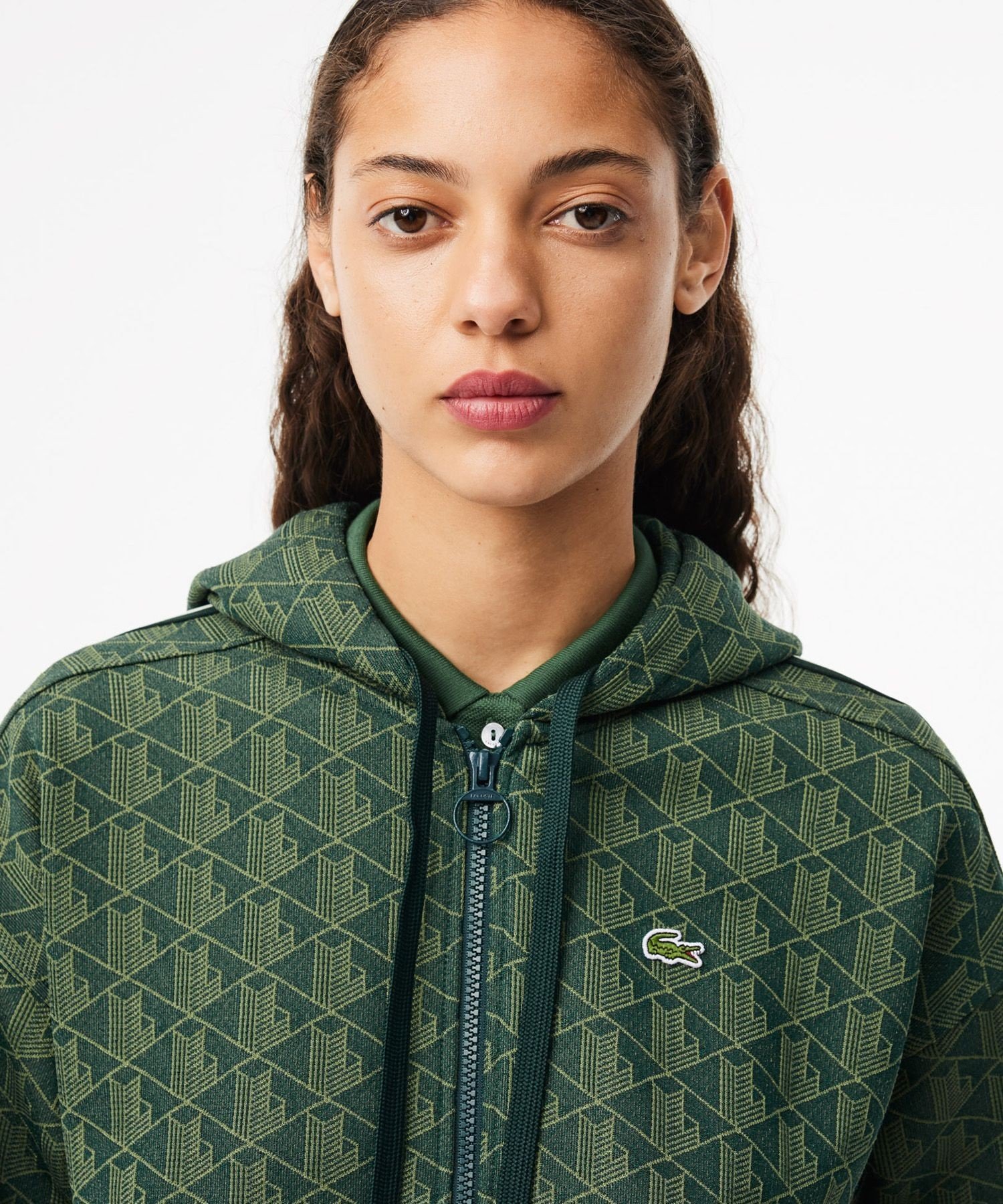 LACOSTE｜モノグラムジャカードジップアップフーディー / トラック