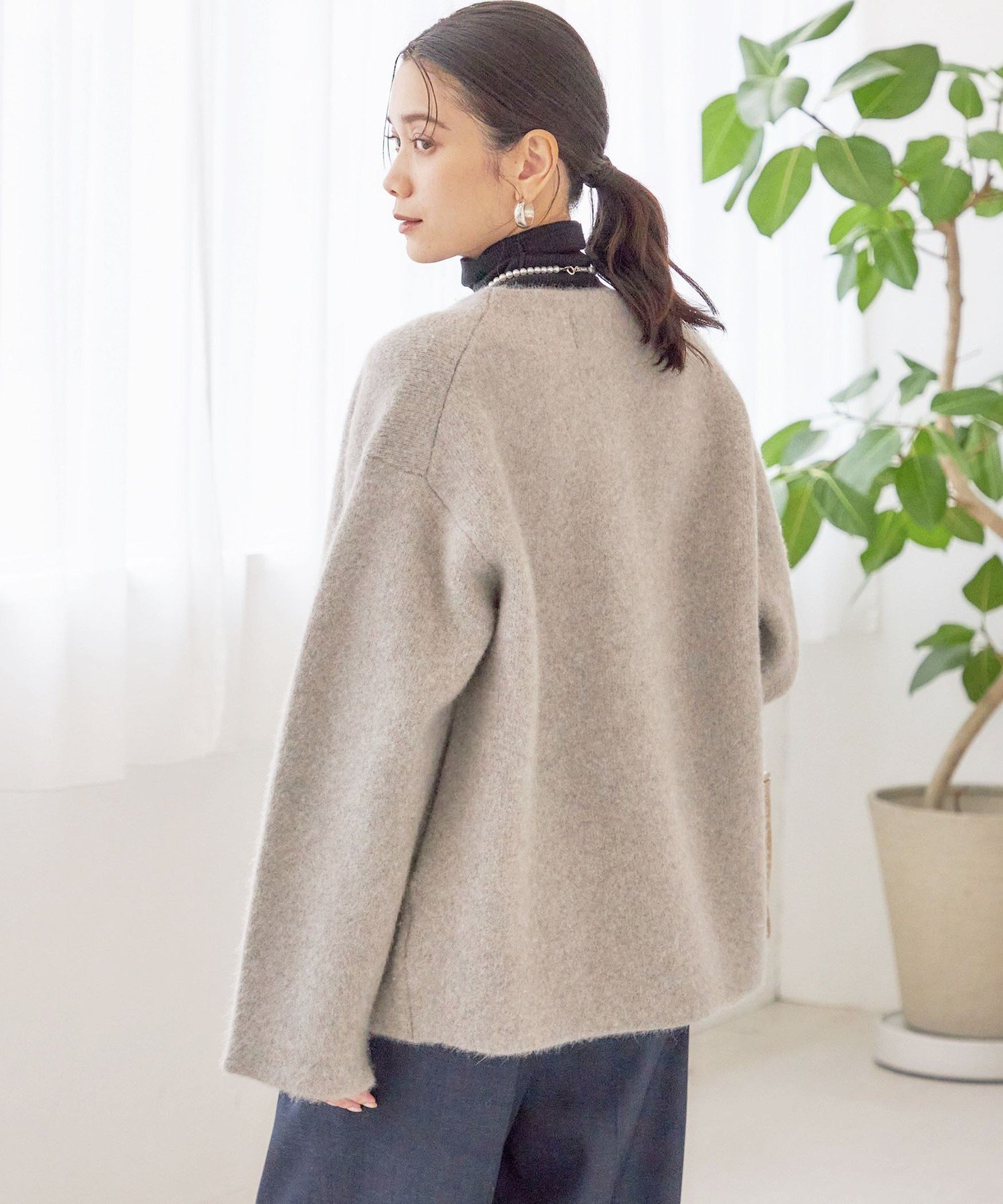 SHIPS｜フォックス ブレンド ノーカラー ニット コート | Rakuten