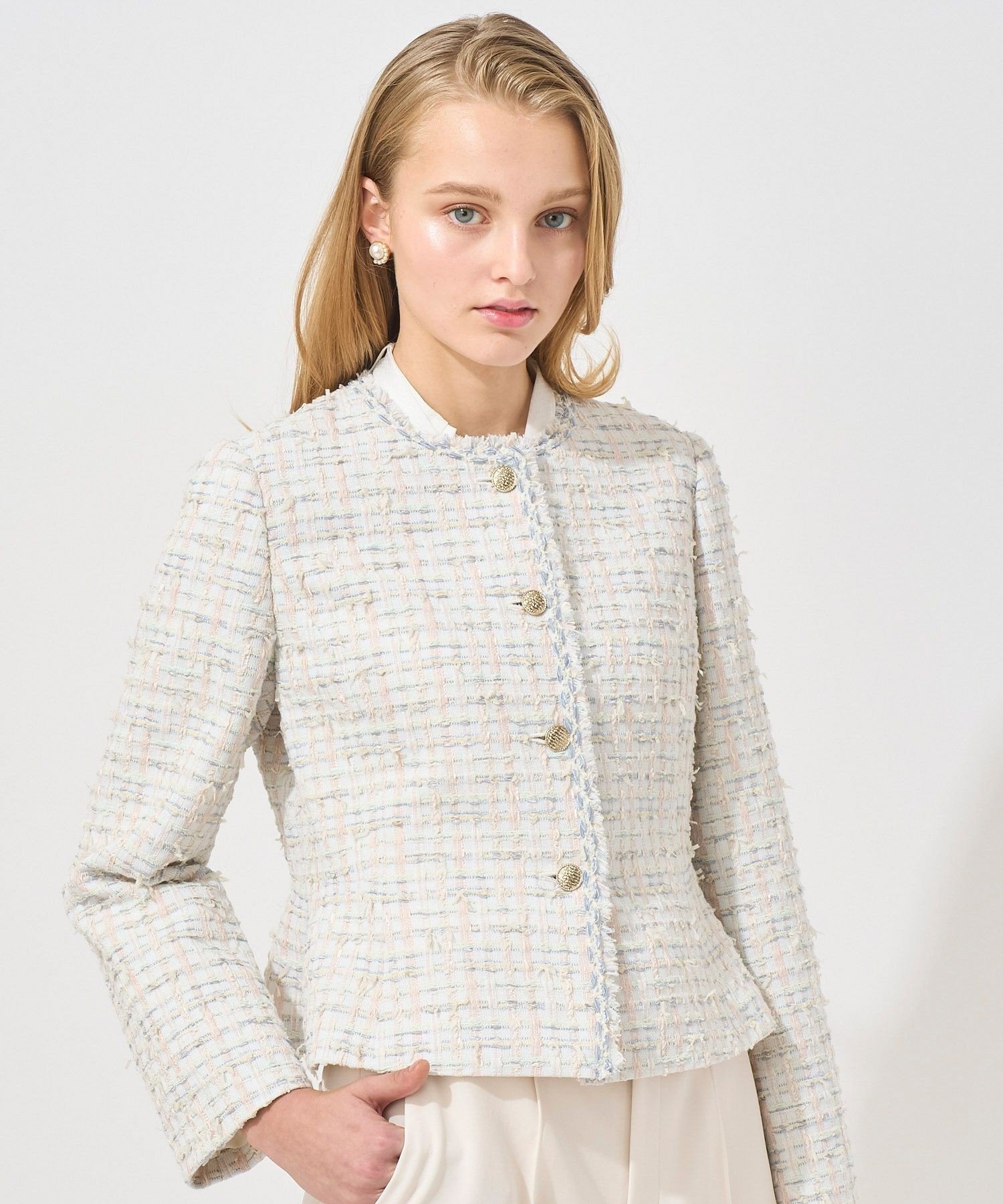 ANAYI｜【Eternal Line 2025】ミックスツイードペプラム ジャケット