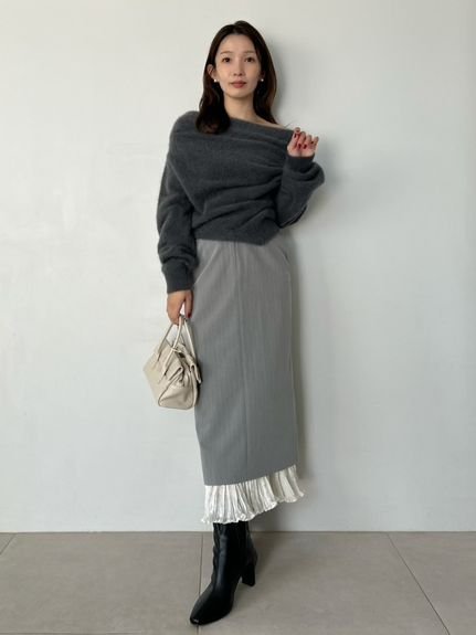 SNIDEL｜プリーツドッキングナロースカート | Rakuten Fashion(楽天