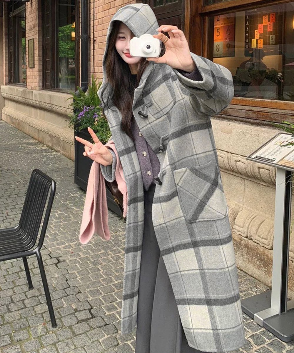 miniministore｜トグルボタンロングコートチェック柄コート | Rakuten