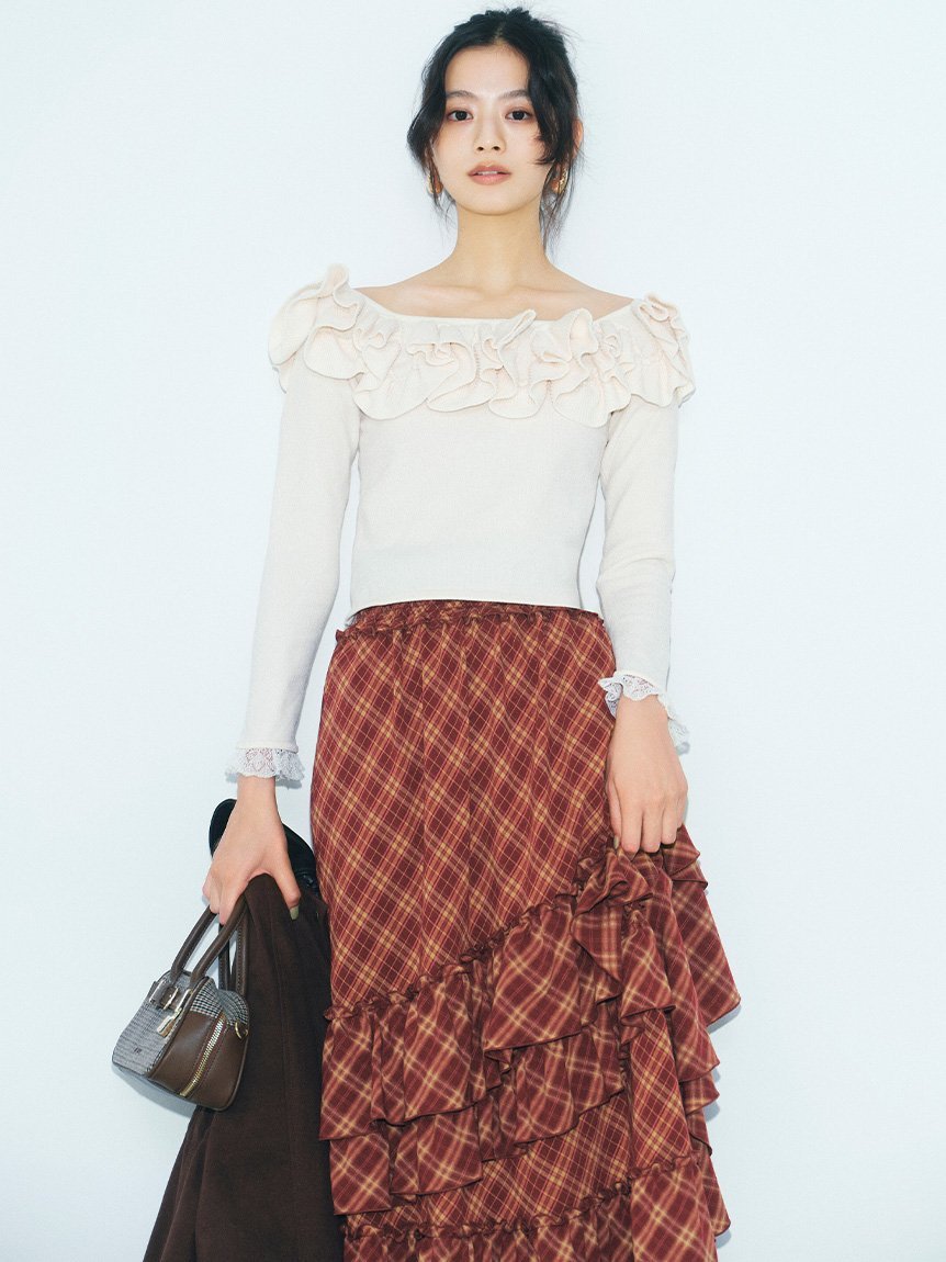 LILY BROWN｜モールフリルニットトップス | Rakuten Fashion(楽天