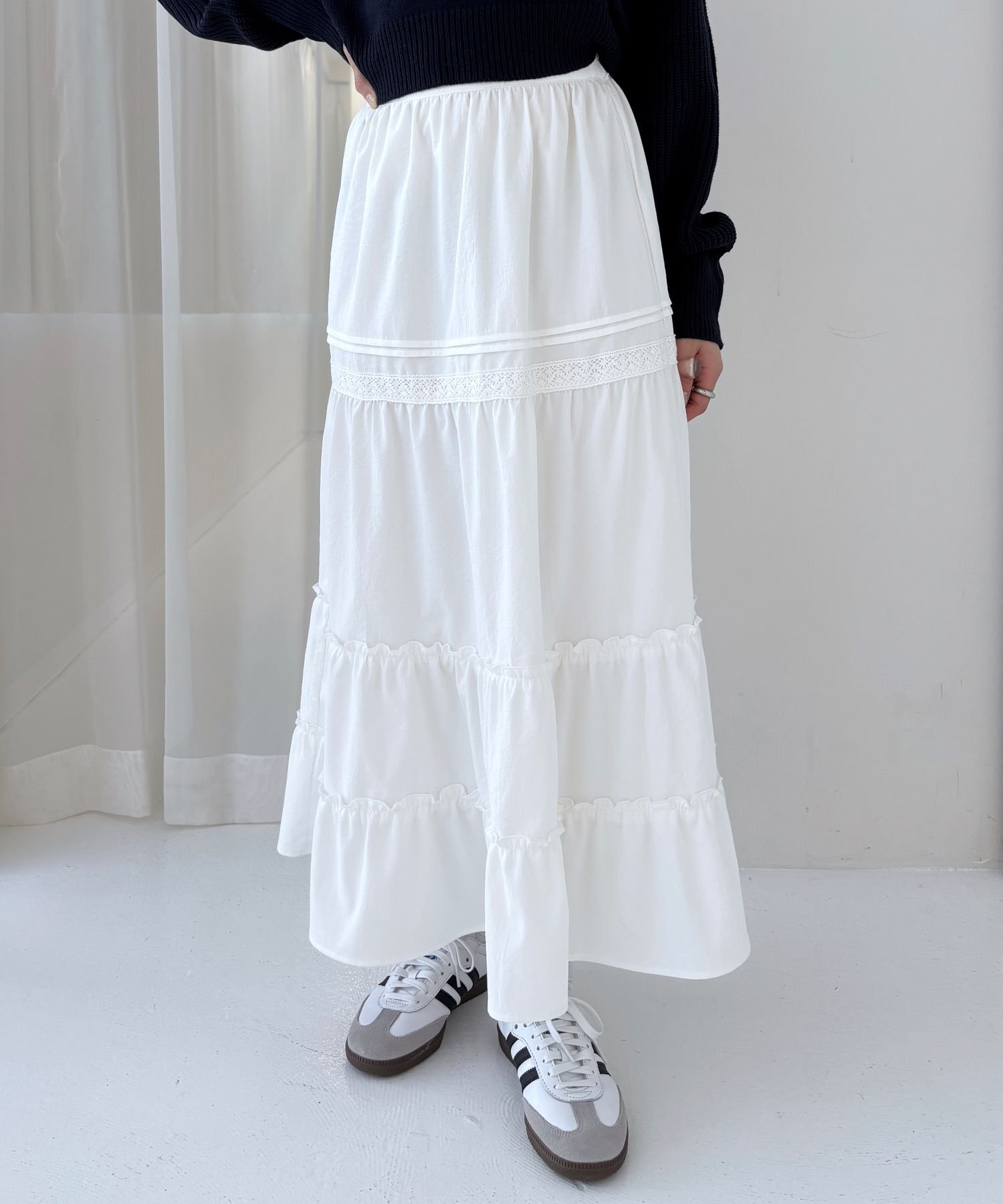 Heather｜コットンライクティアードロングスカート | Rakuten Fashion