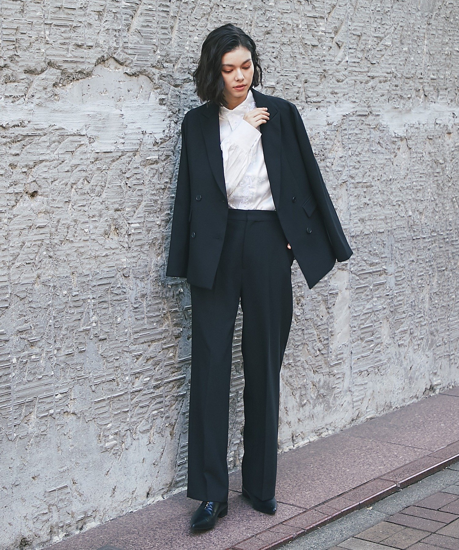 SMILE ORCHID｜ダブルジャケット&ワイドパンツスーツセット | Rakuten