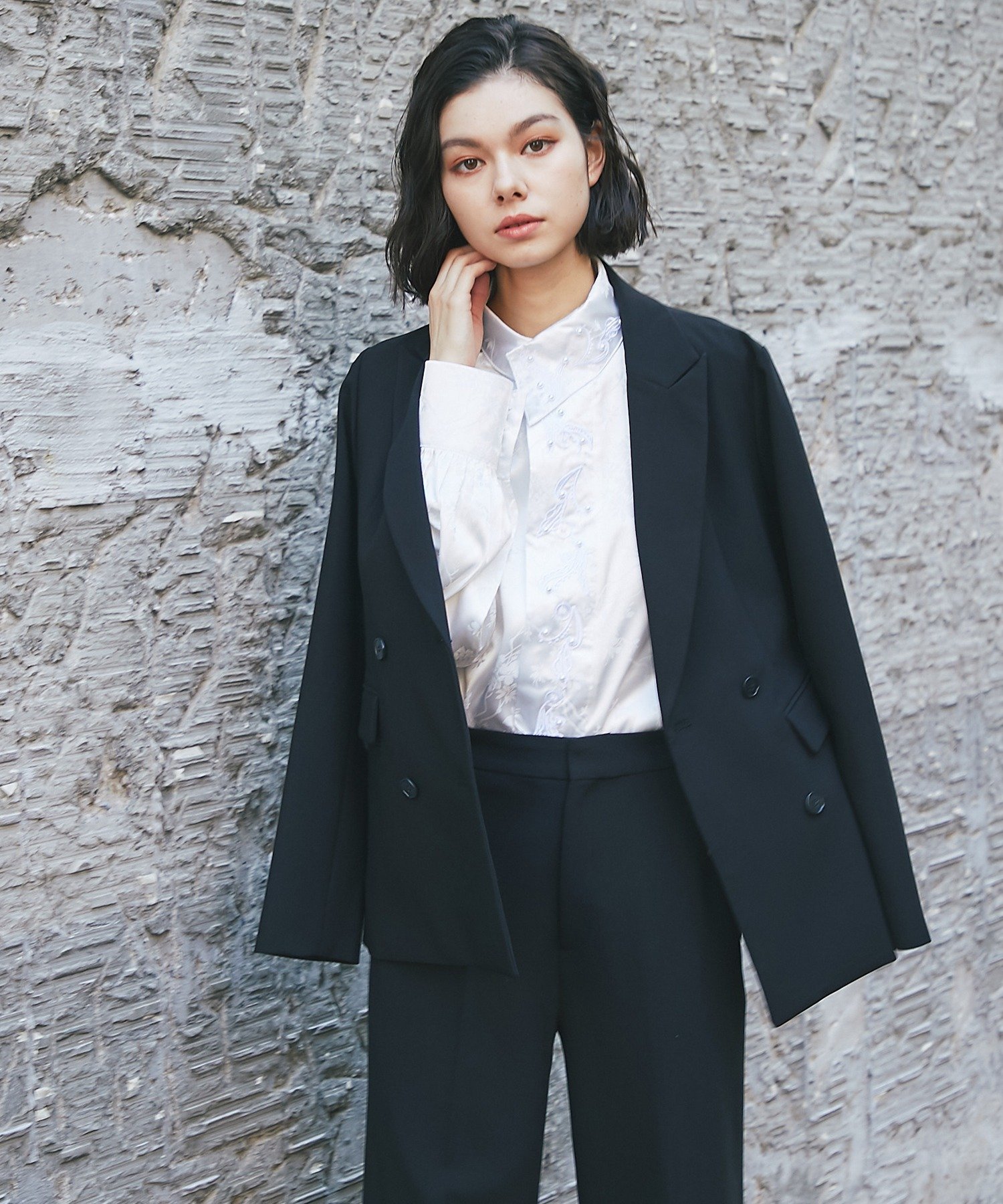 SMILE ORCHID｜ダブルジャケット&ワイドパンツスーツセット | Rakuten