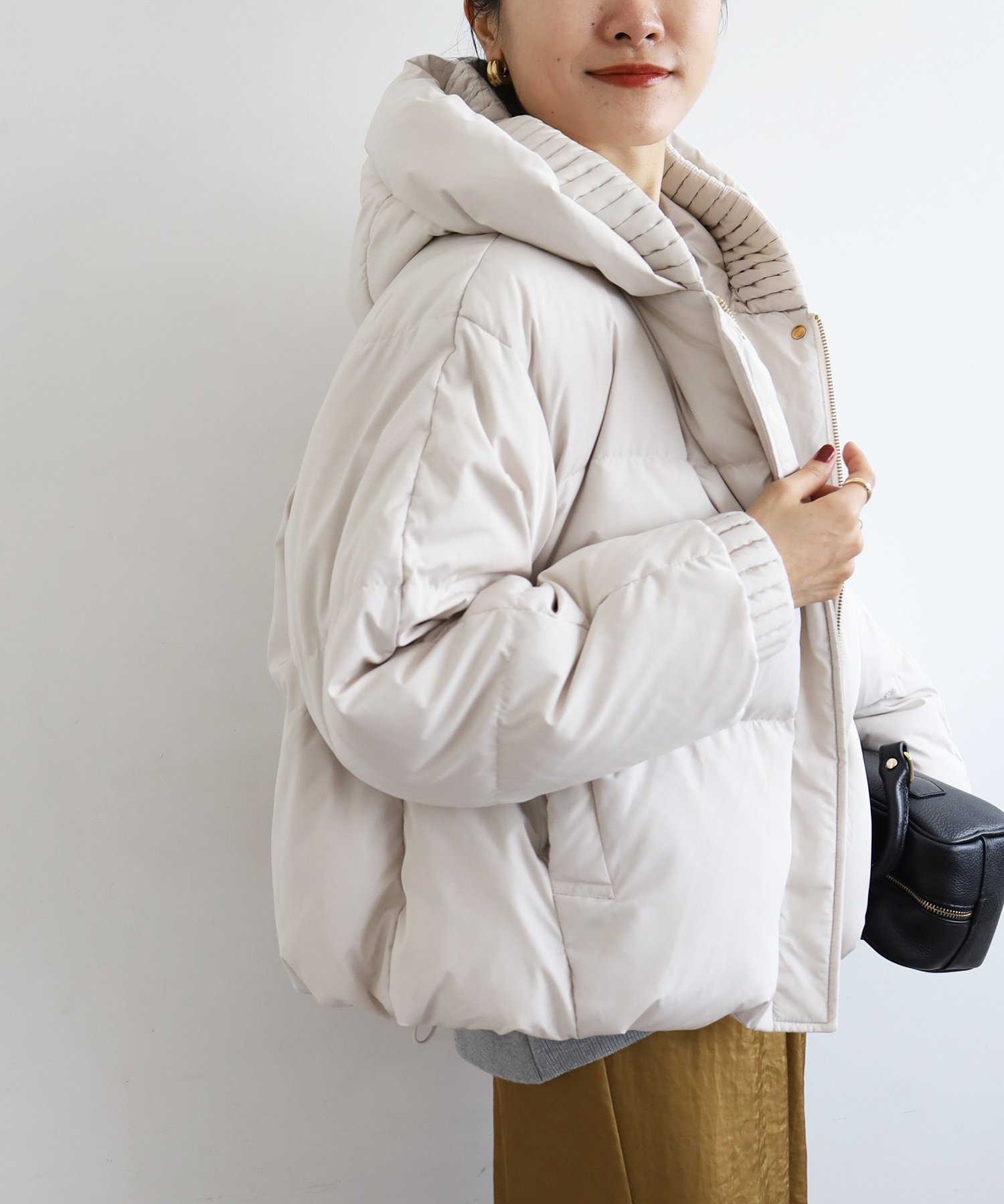 le.coeur blanc｜プリーツレイヤードフードショートダウン | Rakuten