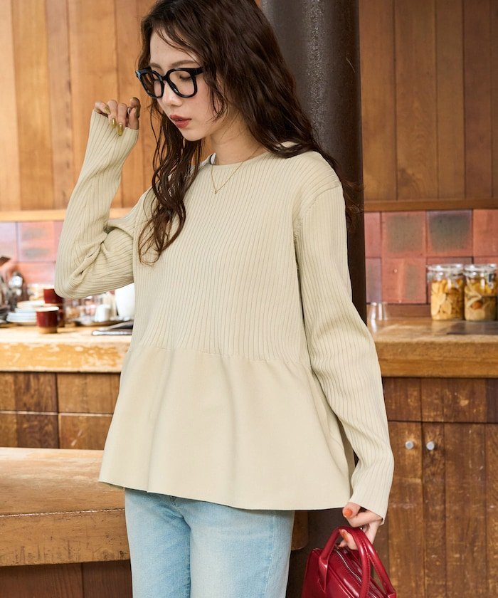 FREAK'S STORE｜ウォッシャブル ペプラム ニット プルオーバー【限定