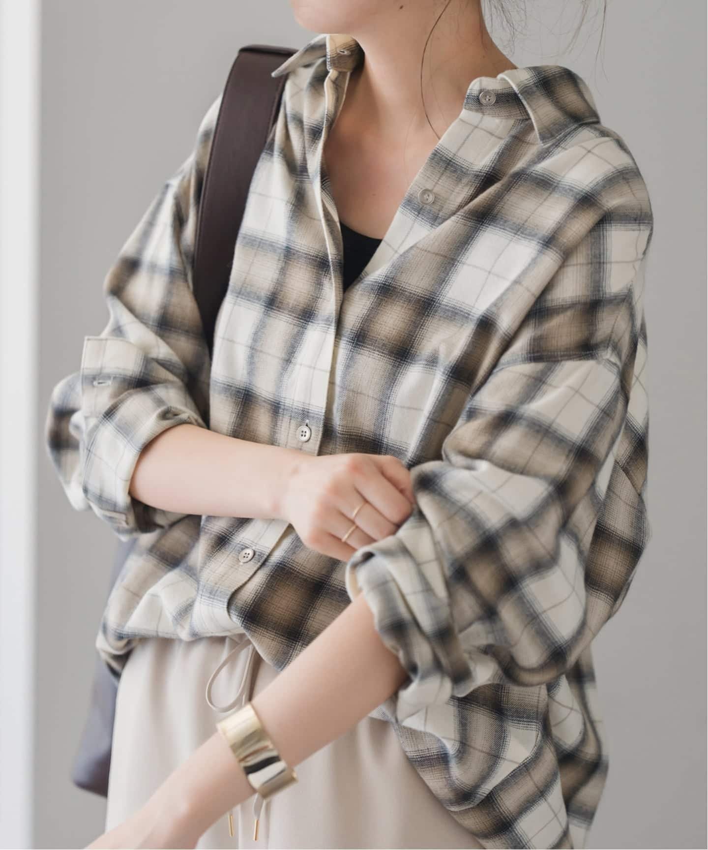 Spick & Span｜メタルボタンオンブレーチェックルーズシャツ | Rakuten