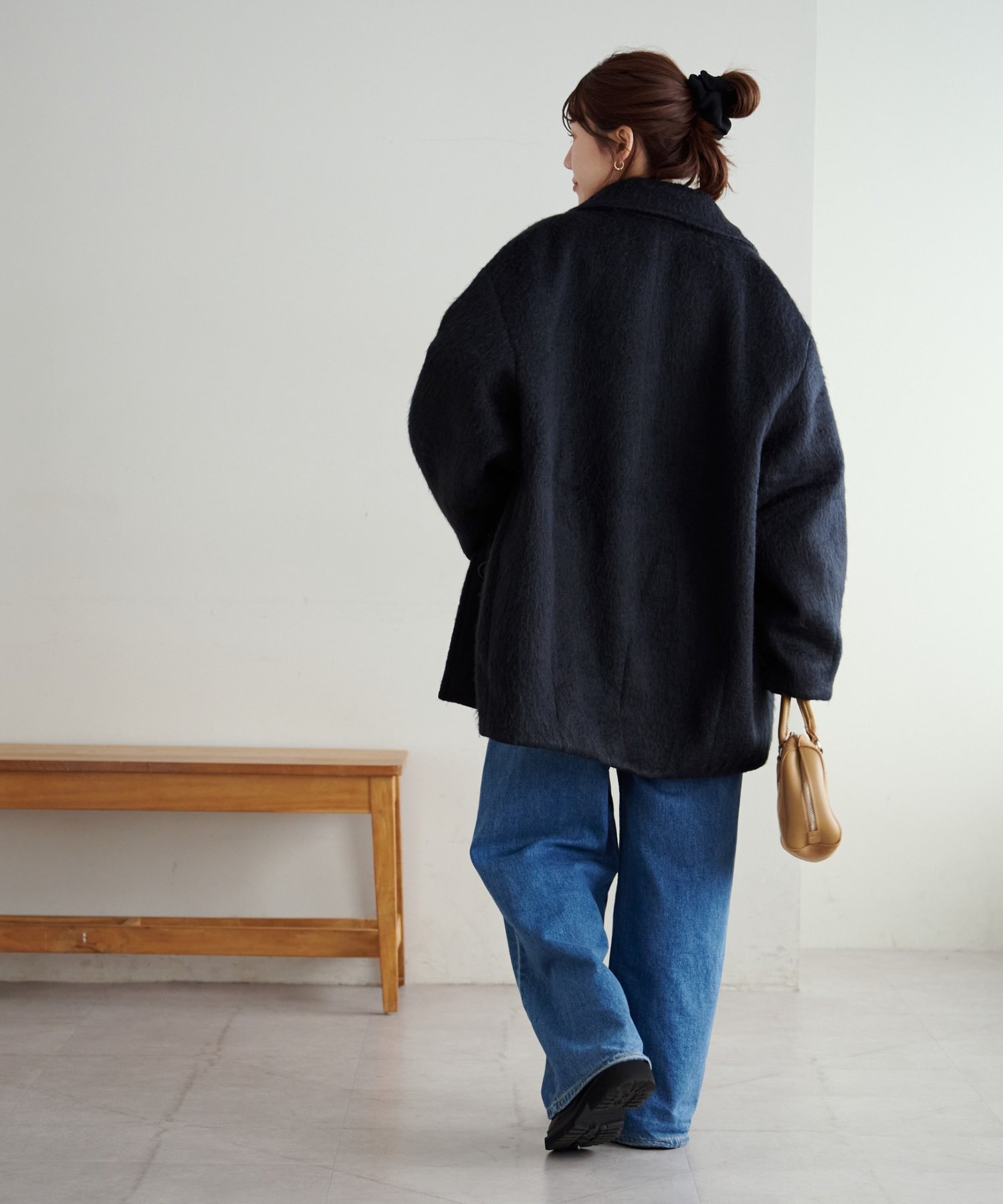 Discoat｜【着こなしやすい】ステンカラーシャギーミドルコート