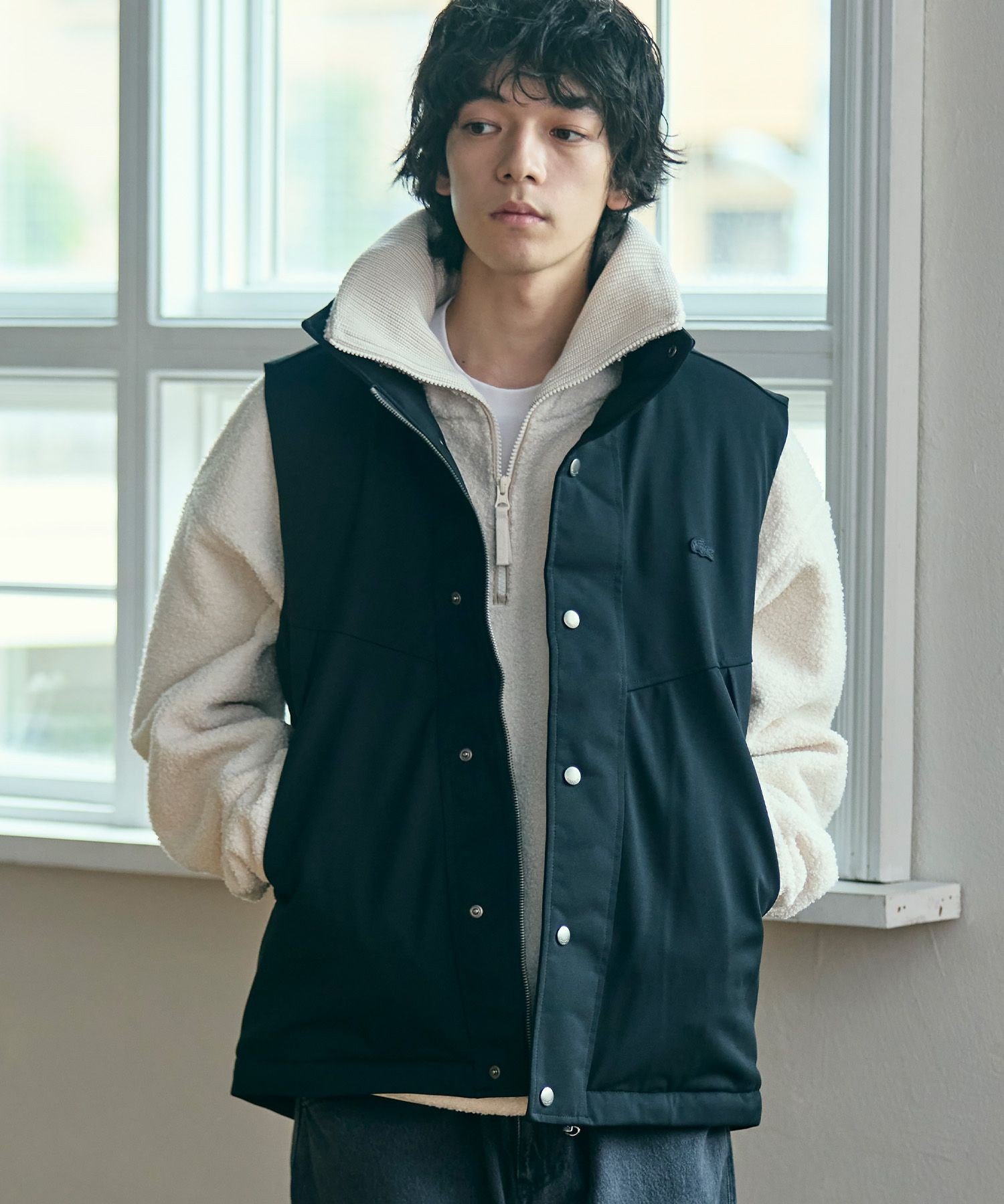 LACOSTE｜RDS認証ダウン 耐水透湿 ハイネック ジップアップ ピケダウン