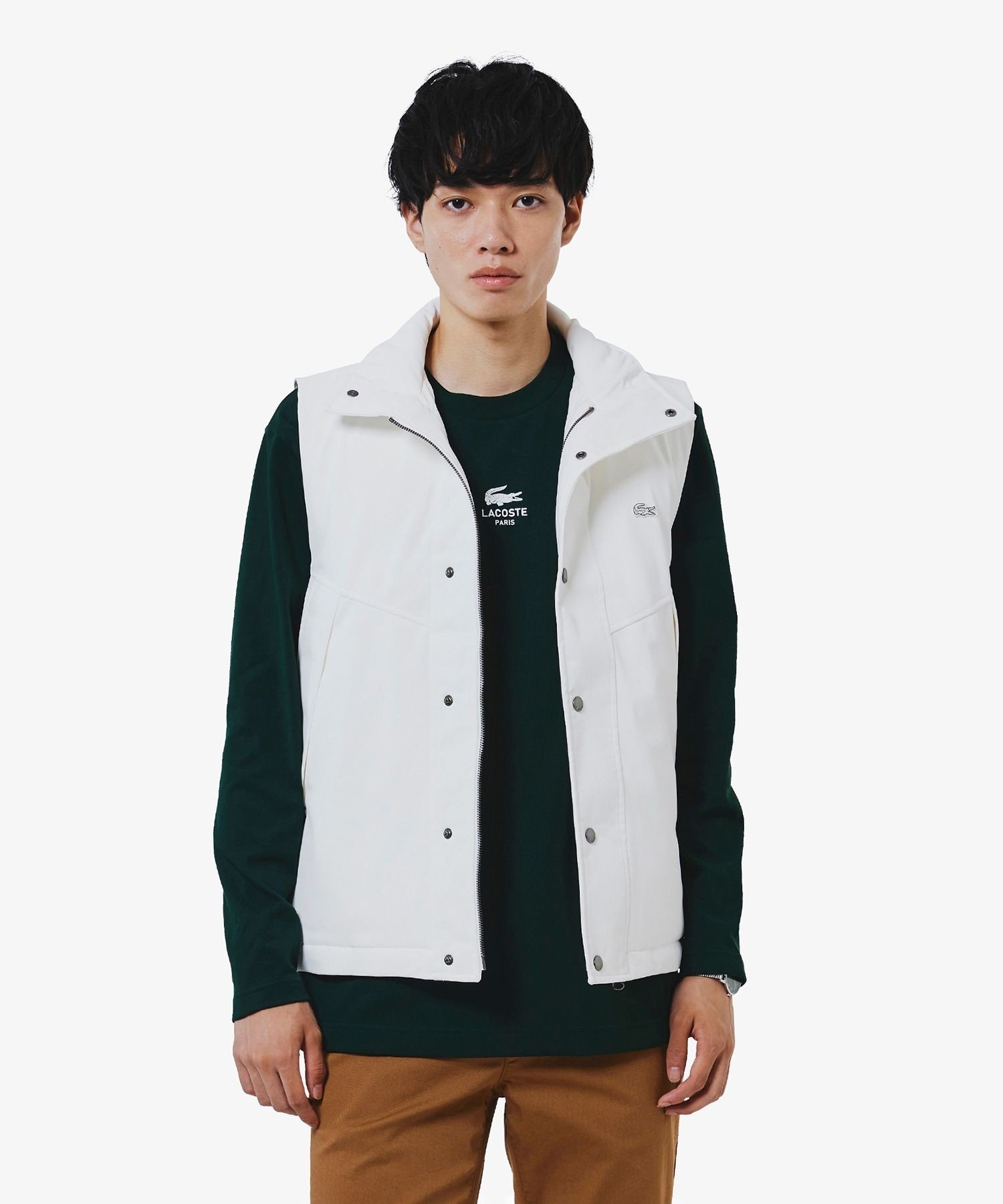 LACOSTE｜RDS認証ダウン 耐水透湿 ハイネック ジップアップ ピケダウン