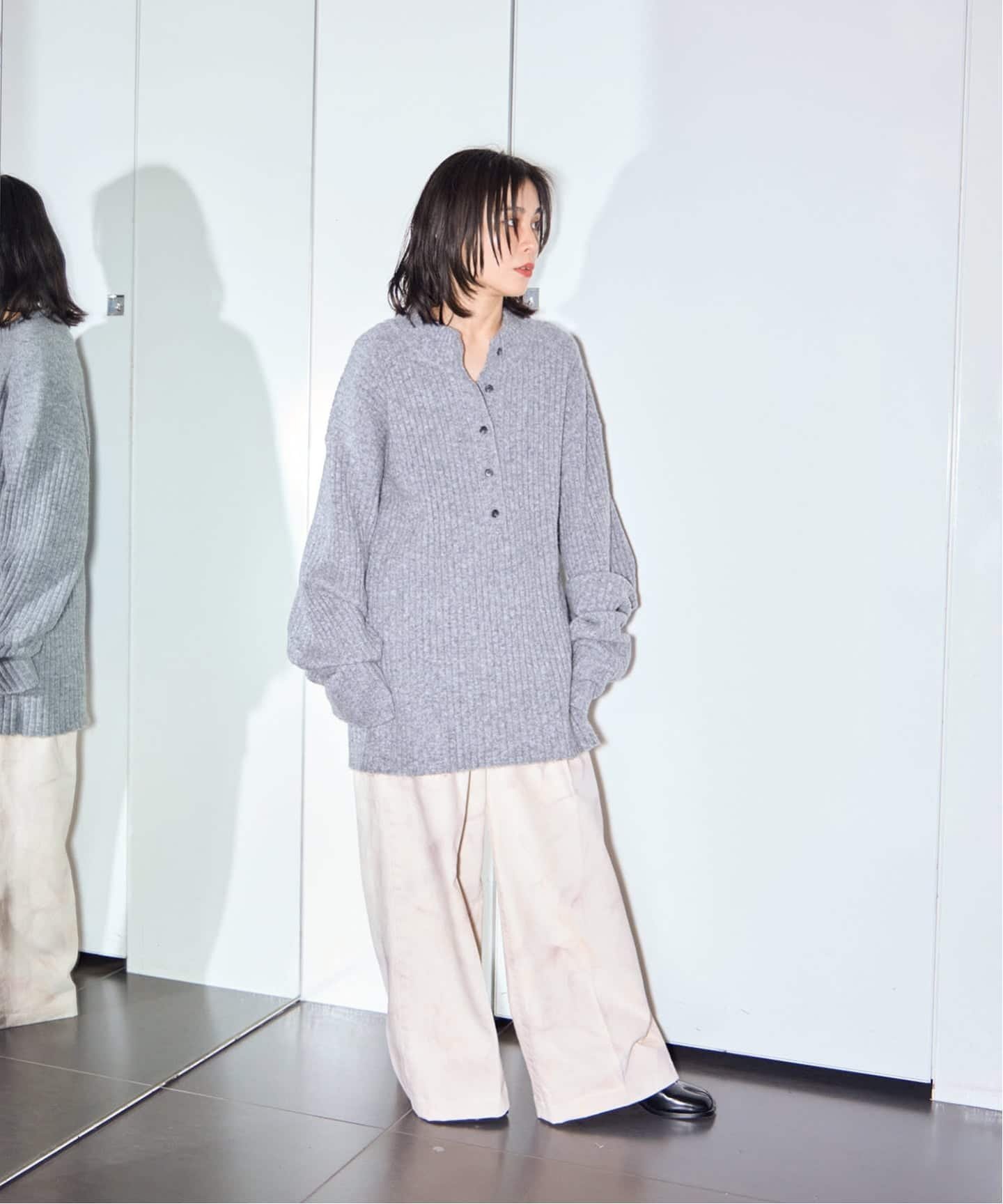 CITYSHOP｜RIB HENRY NECK SWEATER:ニット | Rakuten Fashion(楽天