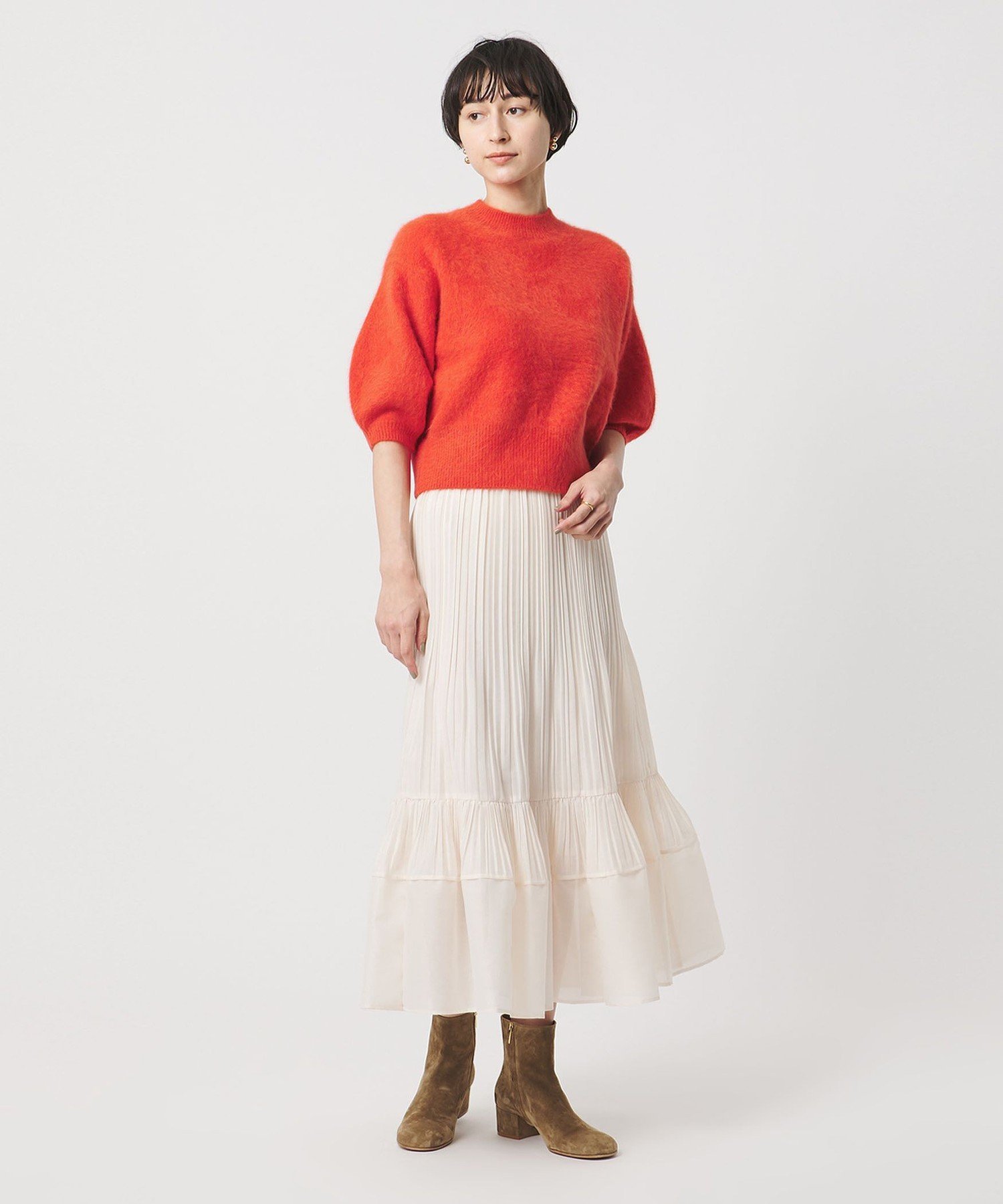 UNITED ARROWS｜フォックスカシミヤ ハーフスリーブ Tニット UYHSP