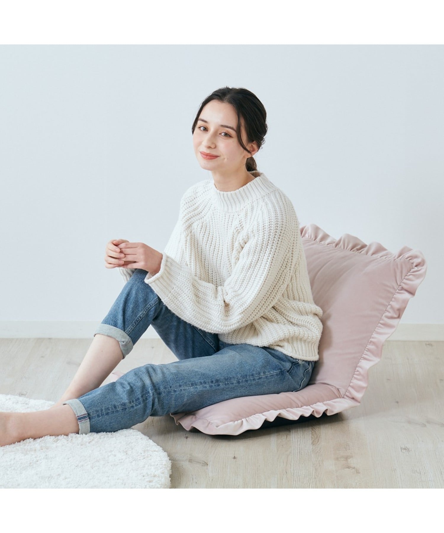 Francfranc｜コンパクト座椅子 カラン フロアチェア S ピンク 14段階