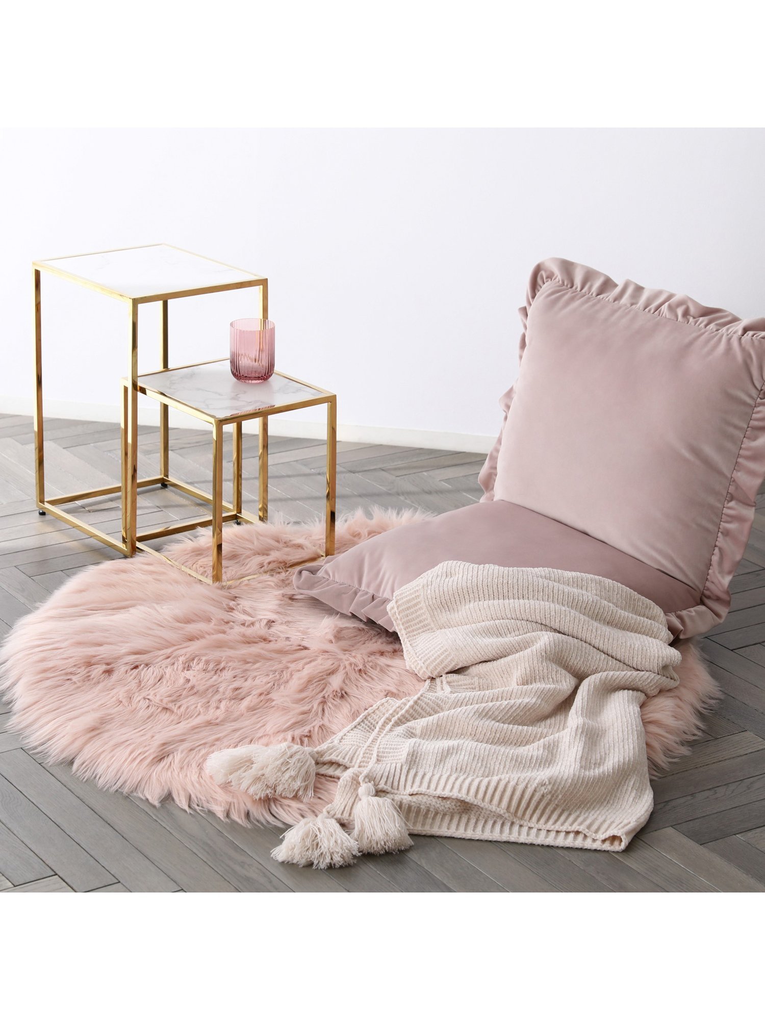 Francfranc｜コンパクト座椅子 カラン フロアチェア S ピンク 14段階