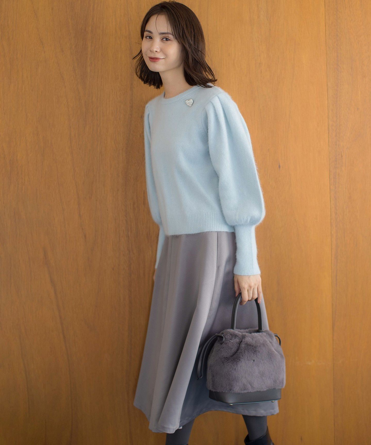 組曲｜【WEB限定】フラッフィーファー パフスリーブニット | Rakuten