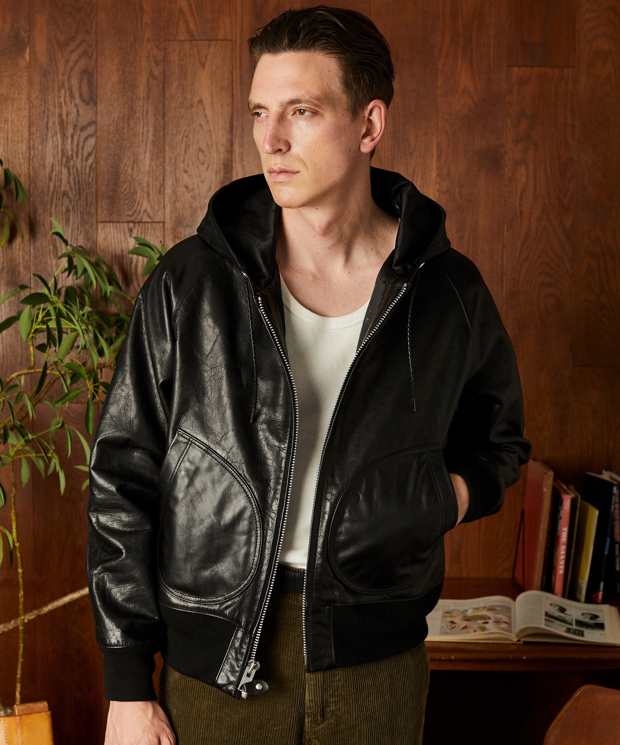 Schott｜LEATHER HOOED JACKET/レザー フーデッドジャケット | Rakuten
