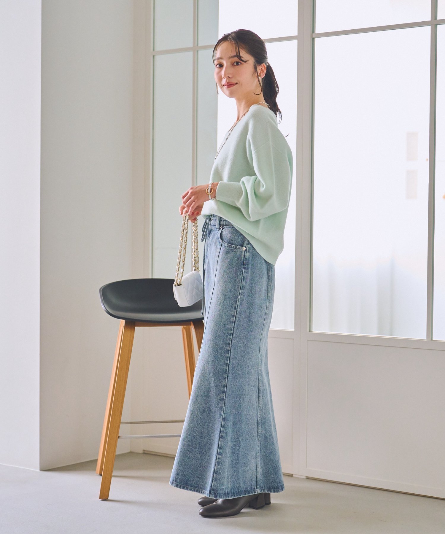 La boutique BonBon｜【今すぐお届け!・美シルエット】リボンデニム