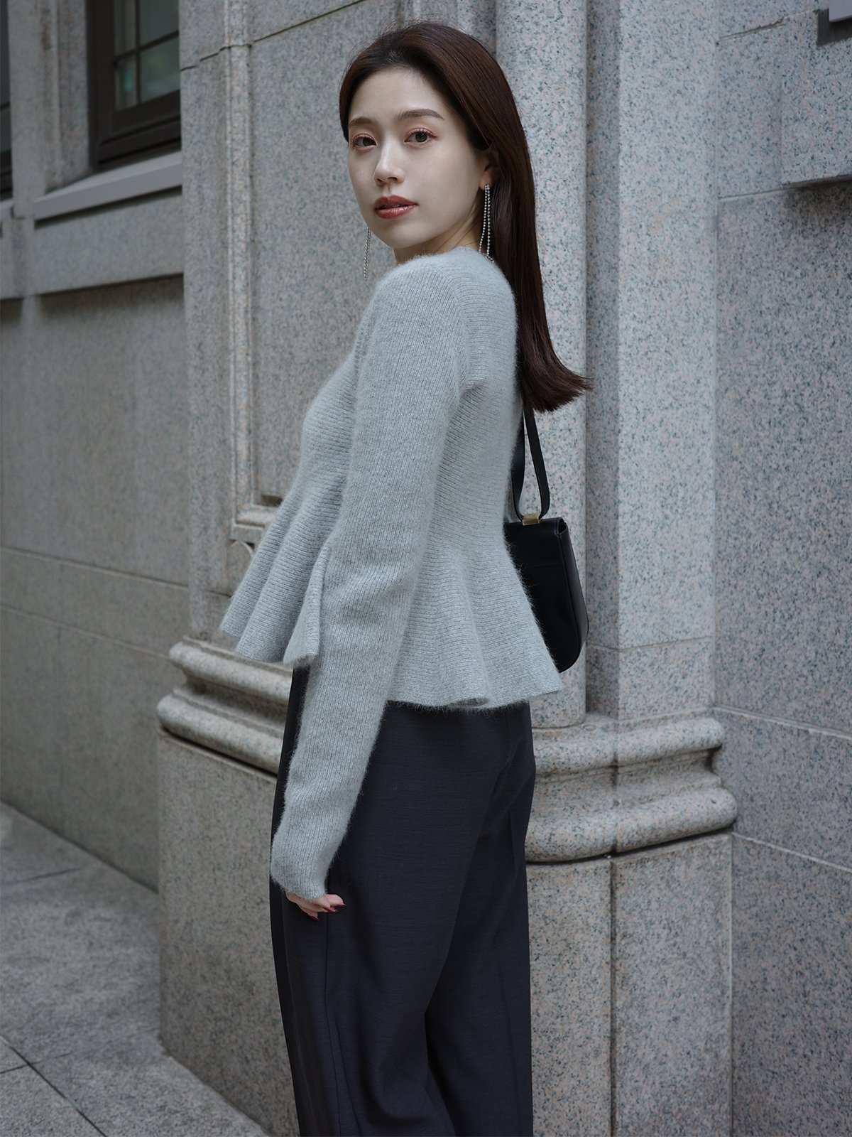 anuans｜ペプラムショートニットトップス | Rakuten Fashion(楽天