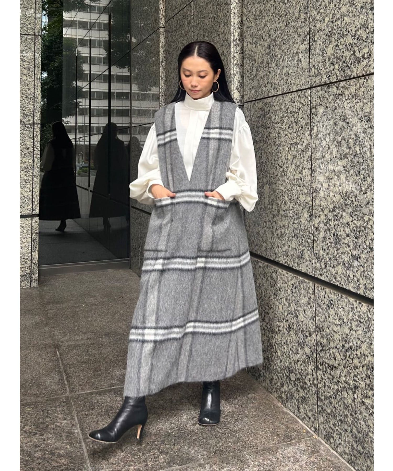 ADORE｜アルパカシャギーチェックワンピース | Rakuten Fashion(楽天