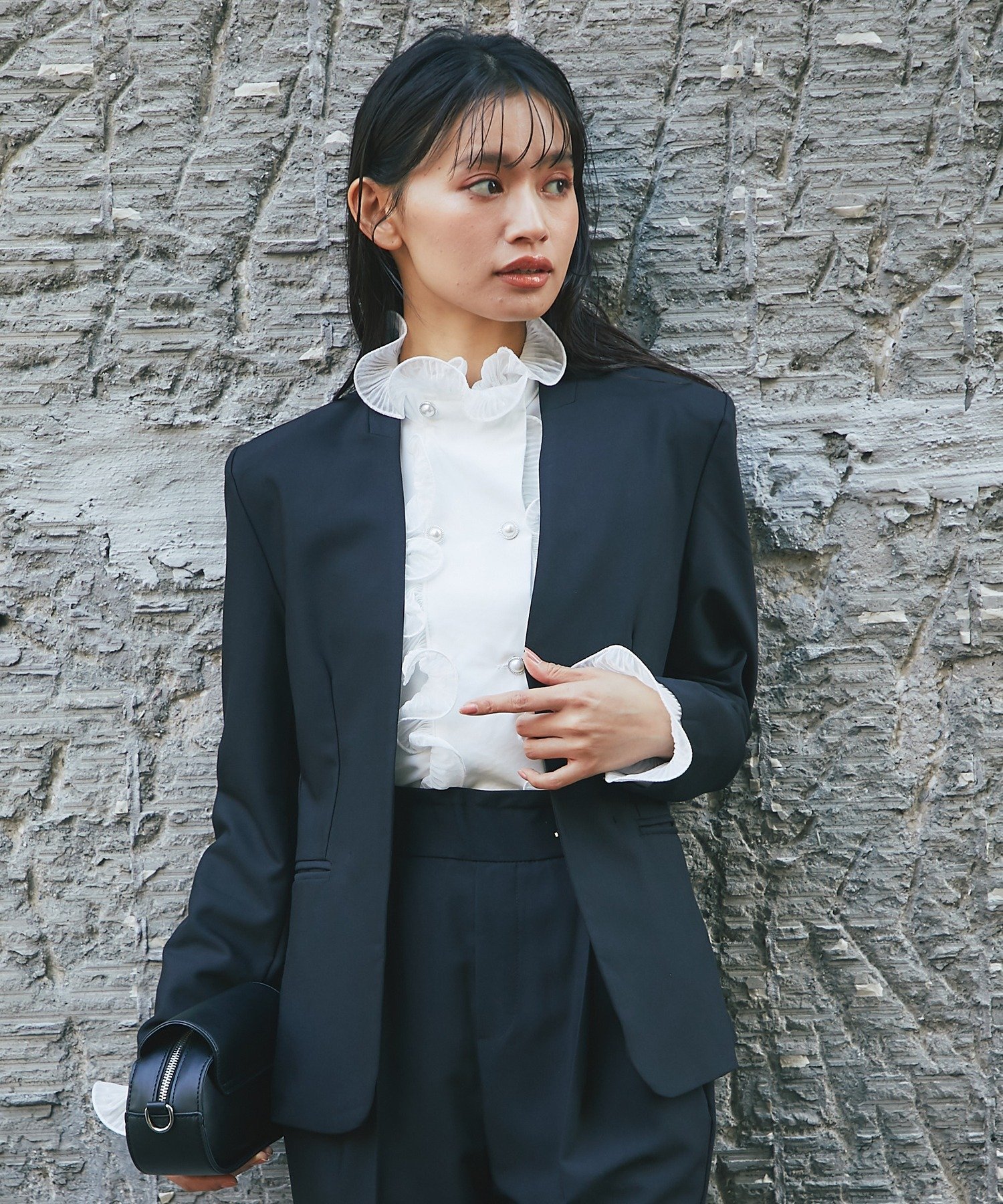 SMILE ORCHID｜ノーカラージャケット&テーパードパンツ2点セット